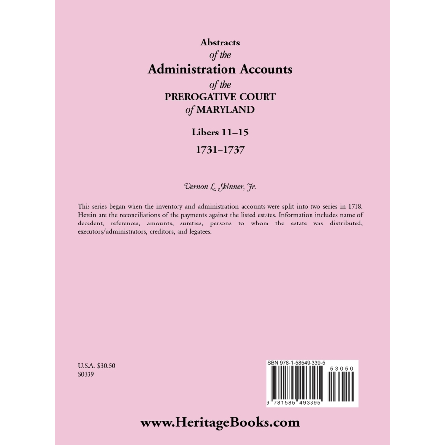 Abstracts of the Administration Accounts of the Prerogative Court of Maryland, 1731-1737, Libers 11-15 | Historical Genealogy Research & Colonial America Legal Documents