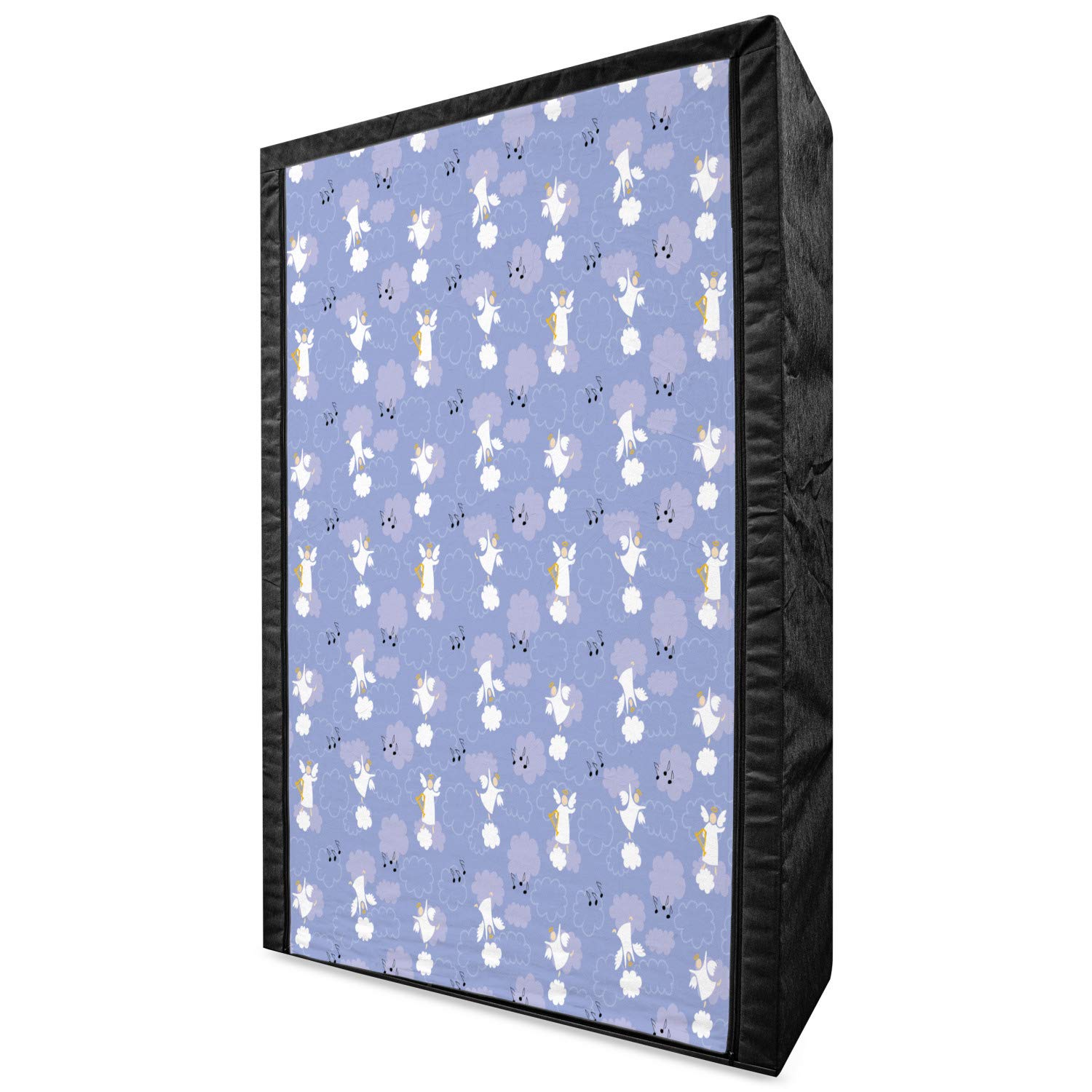 Ambesonne Angel Portable Fabric Wardrobe - 42.5 Inch Clothing Organizer with Shelves | Mauve Purple Grey White Design of Angels Playing Harp in Clouds | Perfect for Bedroom Closet Storage, Dorm Room Organization & Seasonal Clothing Rotation