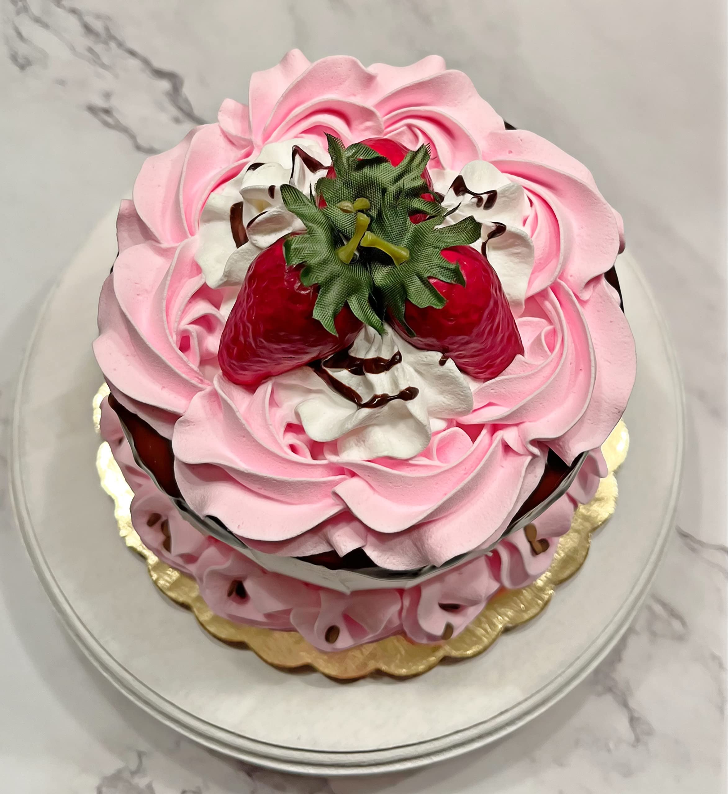 Artificial Display Cake - Fake Cake Decor for Home & Kitchen - Faux Dessert Centerpiece for Parties & Events - Valentine's Day Sweetheart Cake Prop - Wedding & Birthday Decoration Fake Food