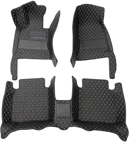Premium All-Weather Leather Car Floor Mats for Toyota Tundra/Solara/Corolla/Camry/Highlander/Rav4/Hilux/Venza/CHR/Avalon/Sienna - Waterproof Protection in Black & Red - Perfect for Daily Commute, Road Trips, and Off-Road Adventures