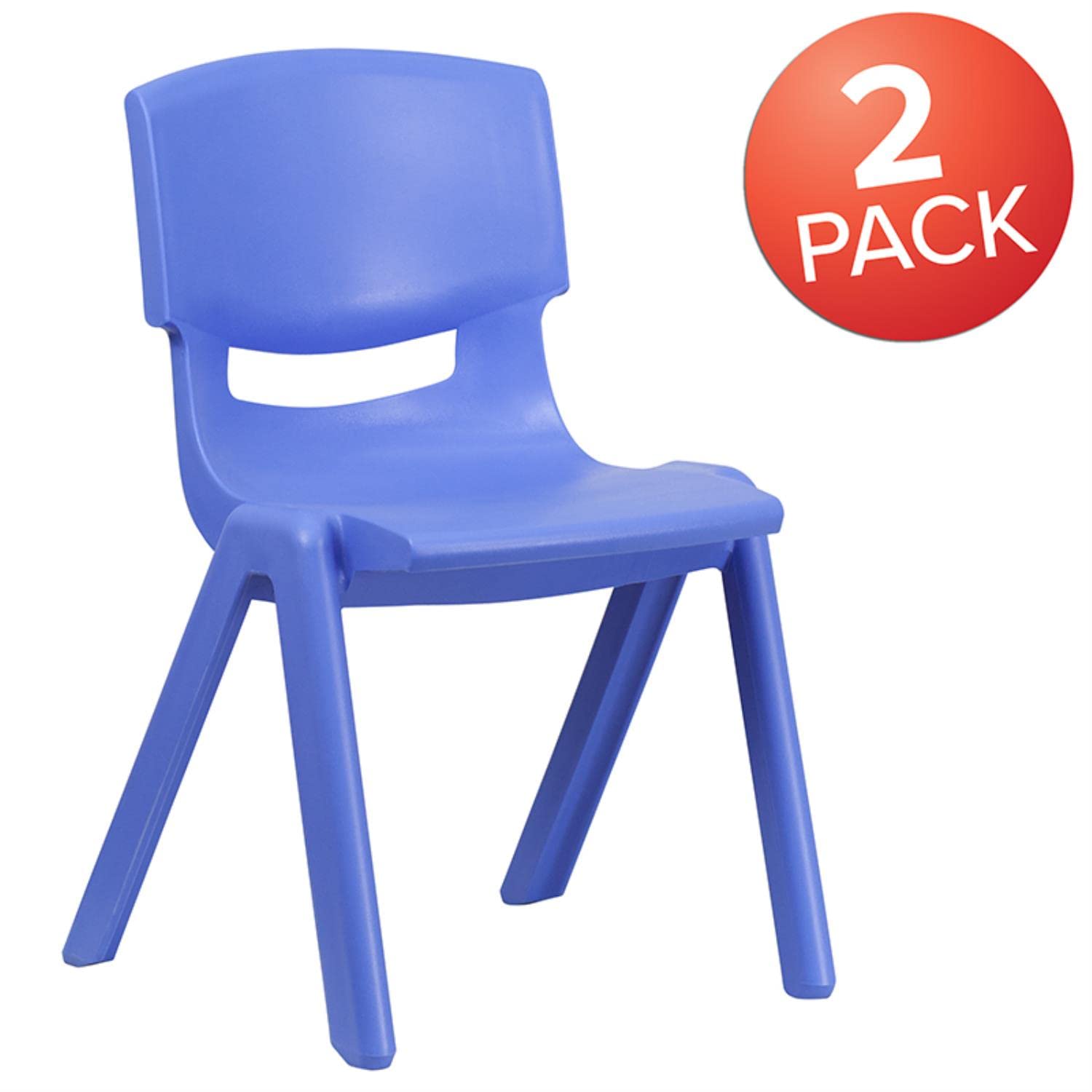 Flash Furniture Whitney 2-Pack Blue Plastic Stackable School Chairs - 15.5