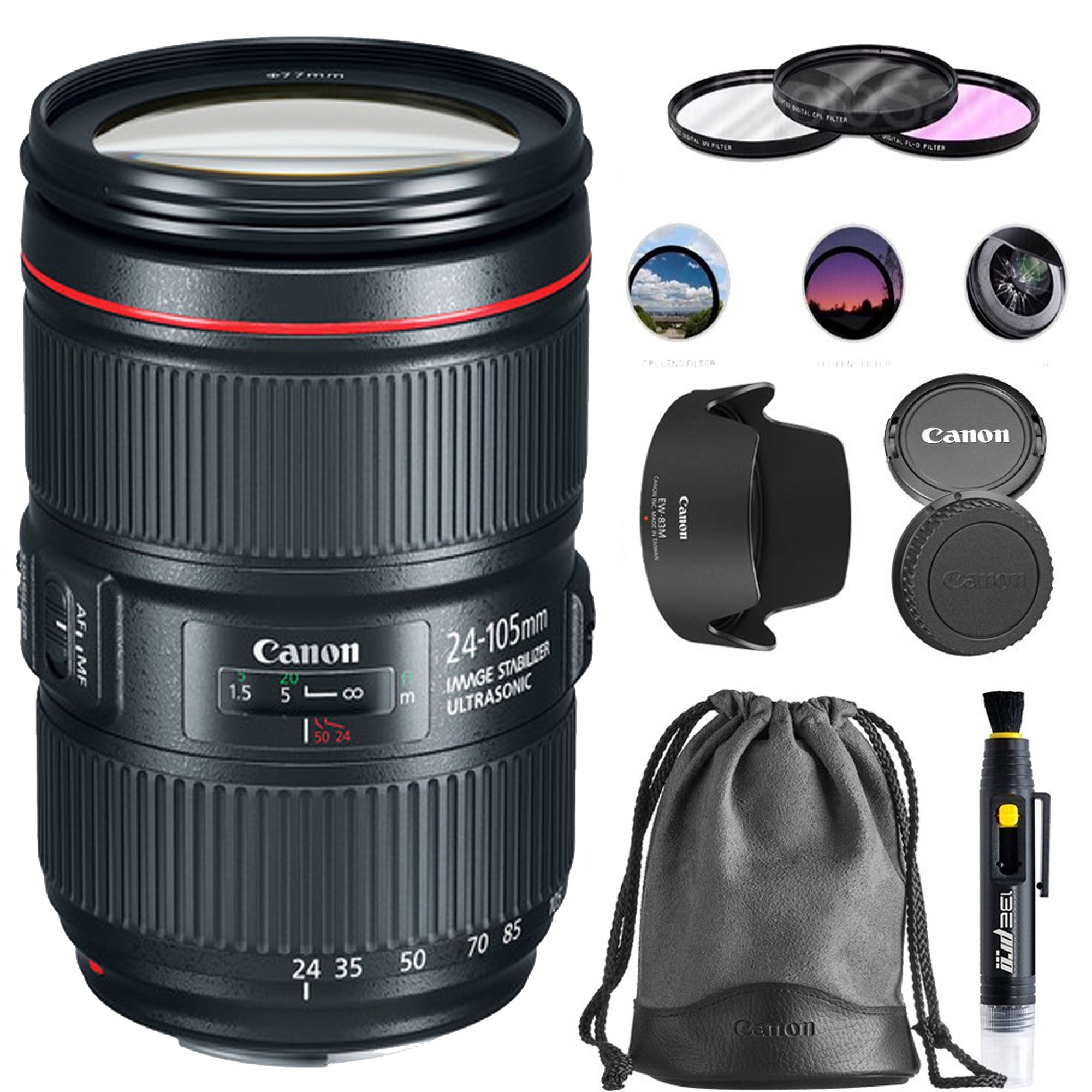Canon EF 24-105mm f/4L IS II USM Lens with USA Warranty - Professional DSLR Camera Lens for Portrait, Travel & Wedding Photography