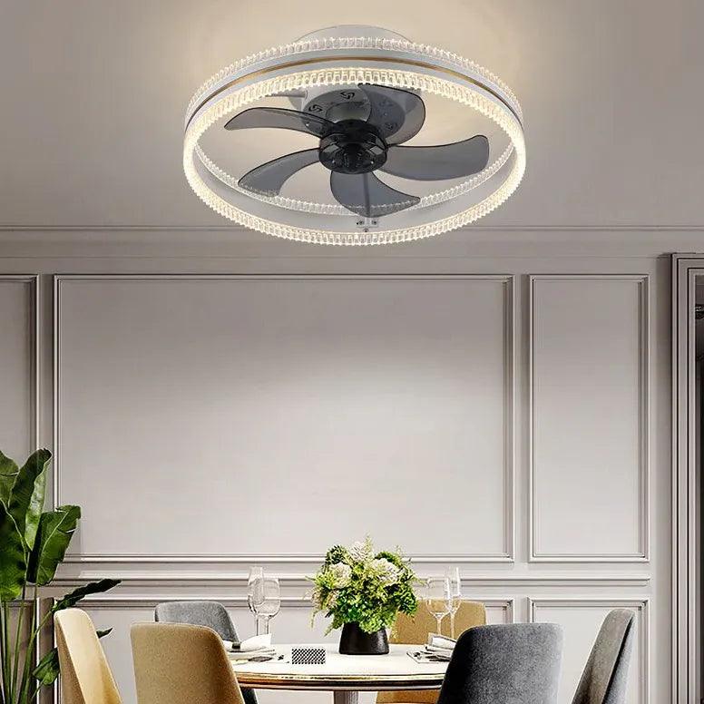 Modern Two Tone Ring Ceiling Fan with LED Light - Stylish Home Cooling & Lighting Solution for Living Room, Bedroom, or Patio
