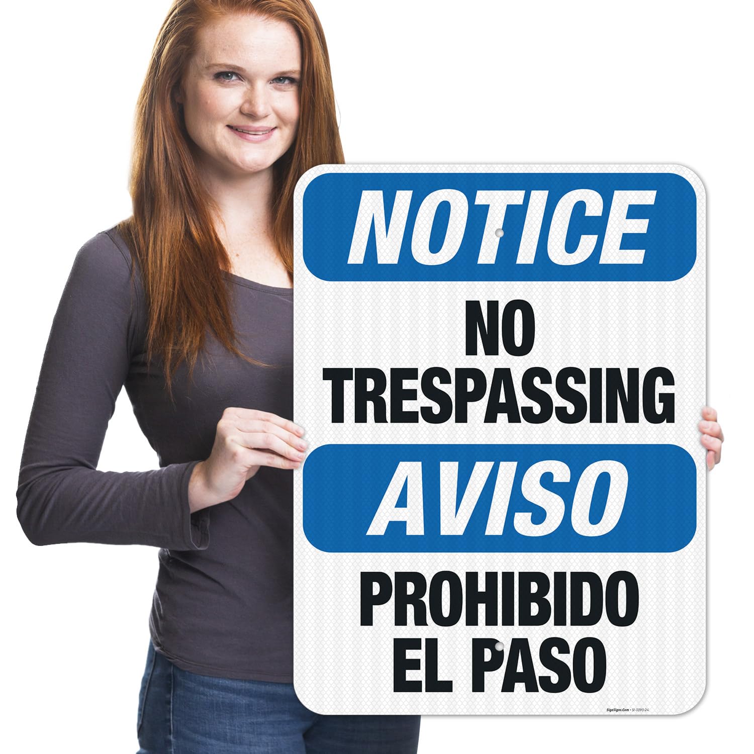 Bilingual No Trespassing Sign - OSHA Approved 18x24 Inch Aluminum Sign with 3M EGP Reflective Surface | Fade Resistant for Indoor & Outdoor Use | Made in USA | Perfect for Construction Sites, Warehouses & Property Security