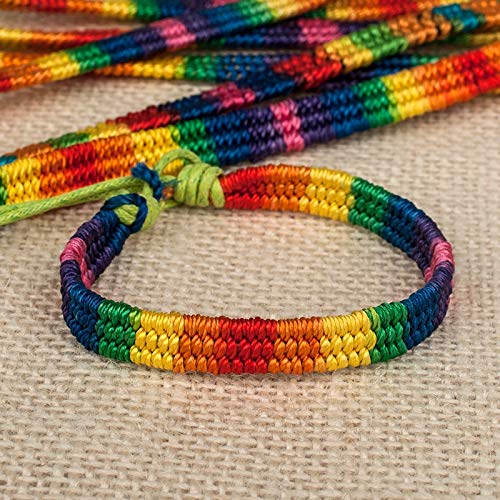 Regeek Thick Braided Rainbow LGBT Pride Friendship Bracelet - Handmade Woven Rope String Bracelets for Lesbian, Gay, Bisexual & Transgender Support - Perfect for Pride Parades, LGBTQ Events & Gifts