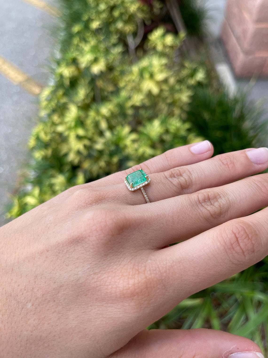 2.80tcw Natural Emerald & Diamond Halo Engagement Ring in 14K Yellow Gold - Perfect for Proposals, Weddings & Anniversary Gifts