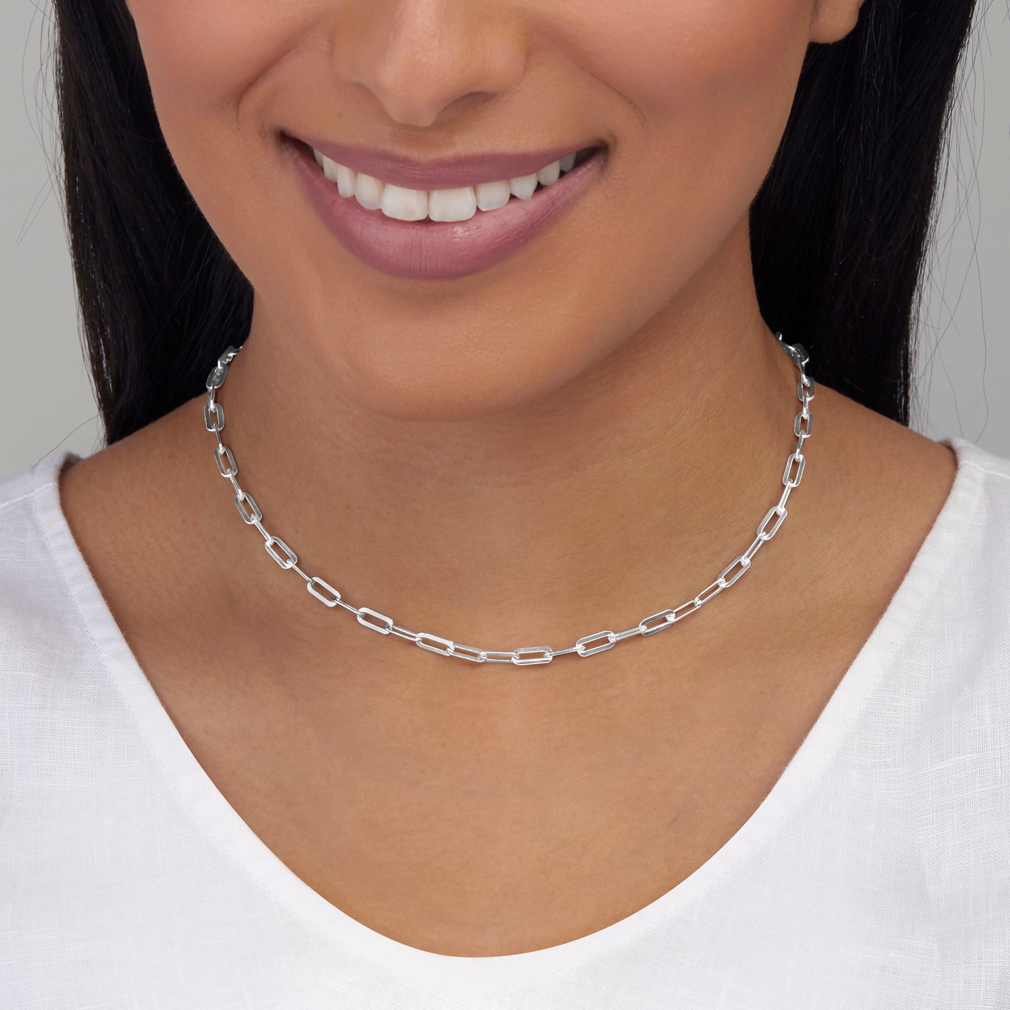 Ross-Simons Italian Sterling Silver Paper Clip Link Necklace - 20 Inch Dainty Chain for Women | Elegant Layering Necklace for Everyday Wear & Special Occasions