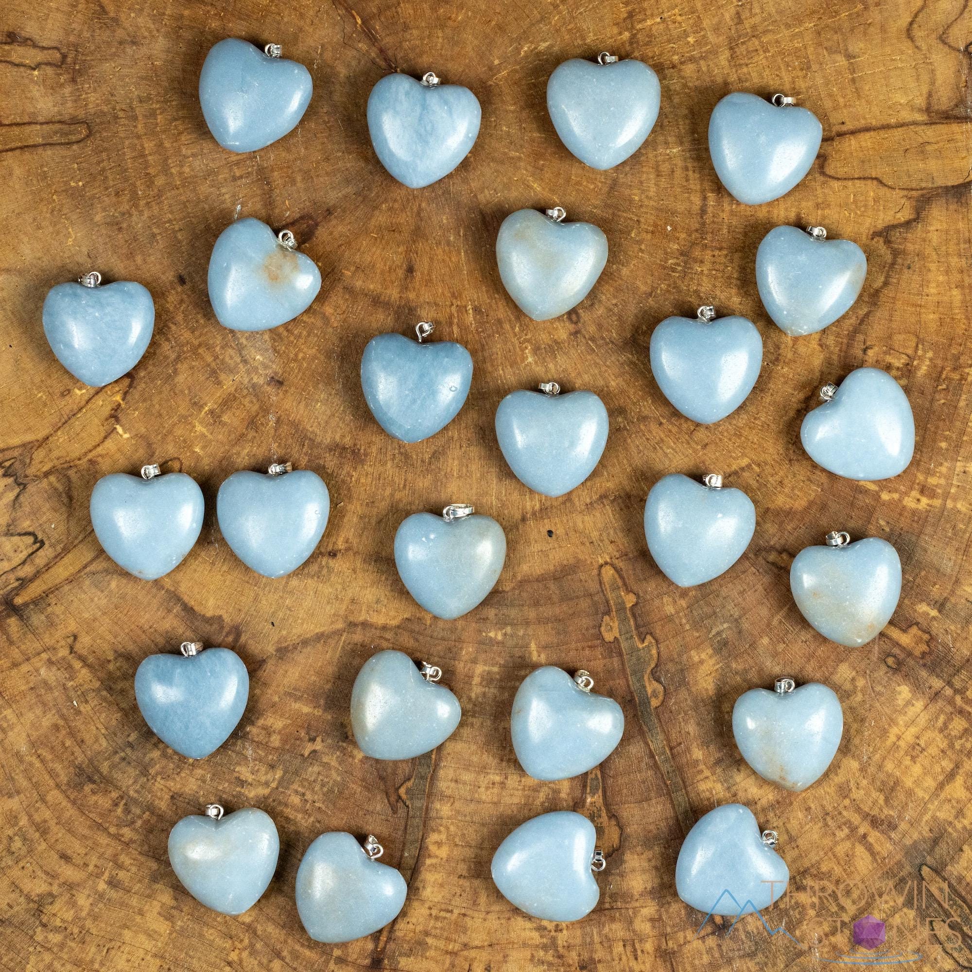 ANGELITE Crystal Heart Pendant Necklace - Handmade Gemstone Jewelry for Women, Healing Crystal Gift for Her (E2200) | Spiritual Healing, Meditation & Everyday Elegance