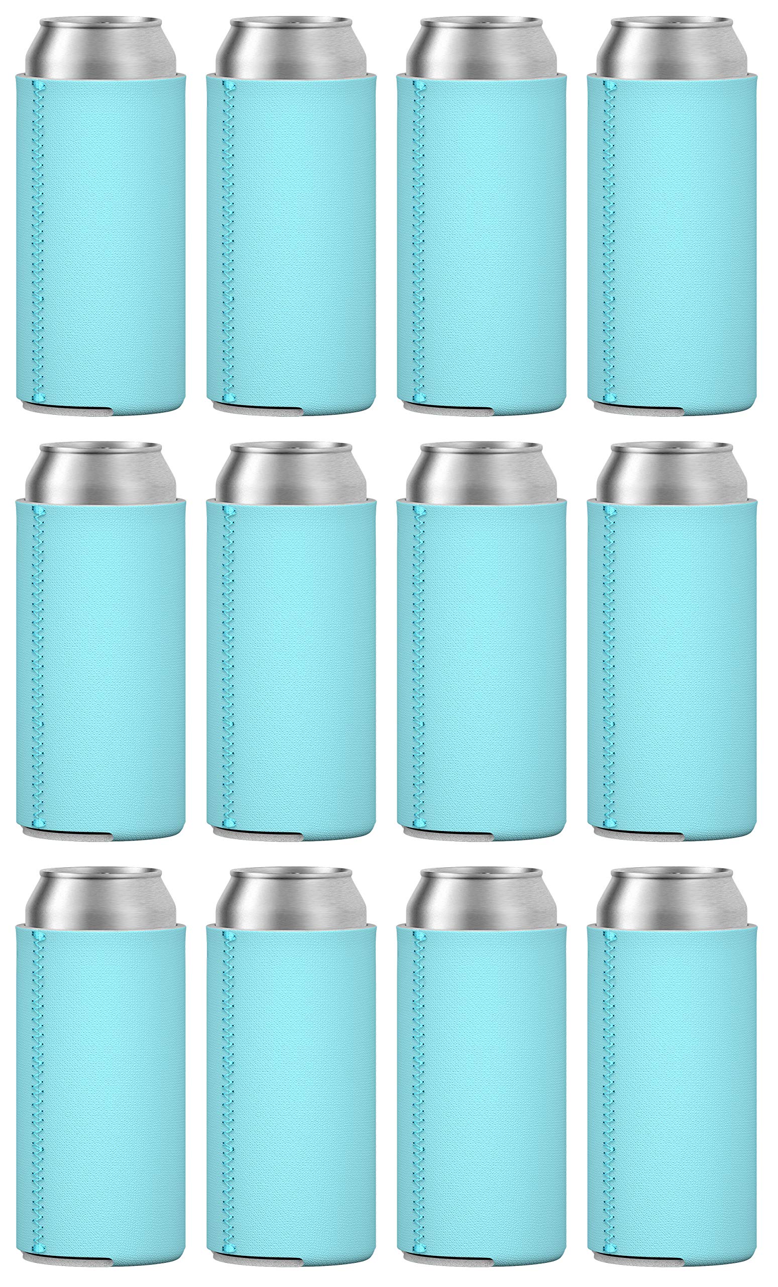 TahoeBay Slim Can Coolers 12-Pack - Insulated Neoprene Beer Sleeves for Cans (Robins Egg Blue) - Keep Drinks Cold at BBQs, Parties & Outdoor Events