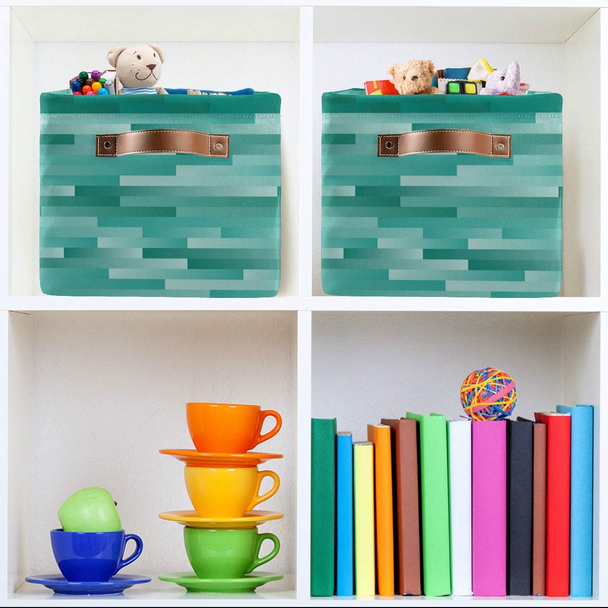 Teal Wooden Storage Basket - Closet & Shelf Organizer Bin for Home & Office Organization | Perfect for Bedroom, Bathroom, and Kids Room Storage
