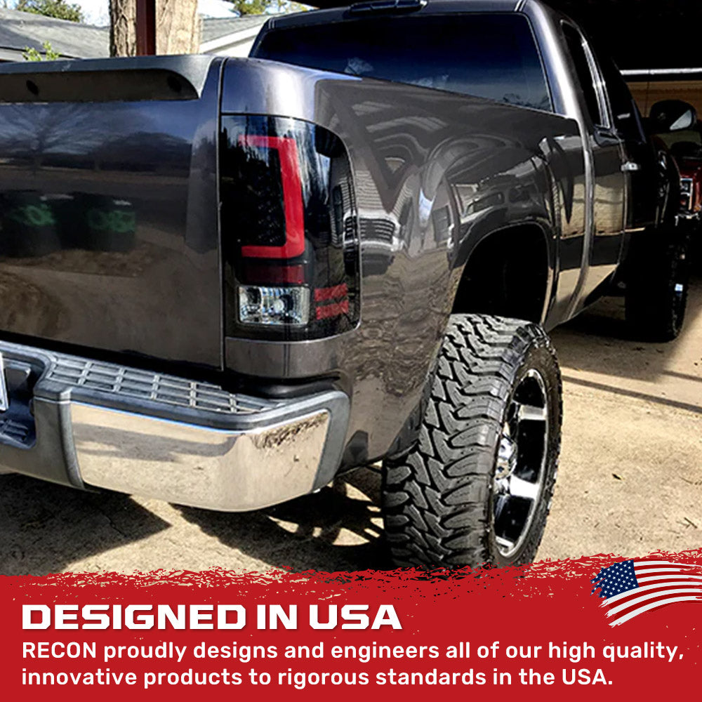 GMC Sierra 2007-2013 Single Wheel Truck LED Tail Lights - Ultra Bright OLED DRL Running Lights with Multiple Lens Design for Enhanced Visibility & Safety (Perfect for Night Driving & Off-Road Adventures)