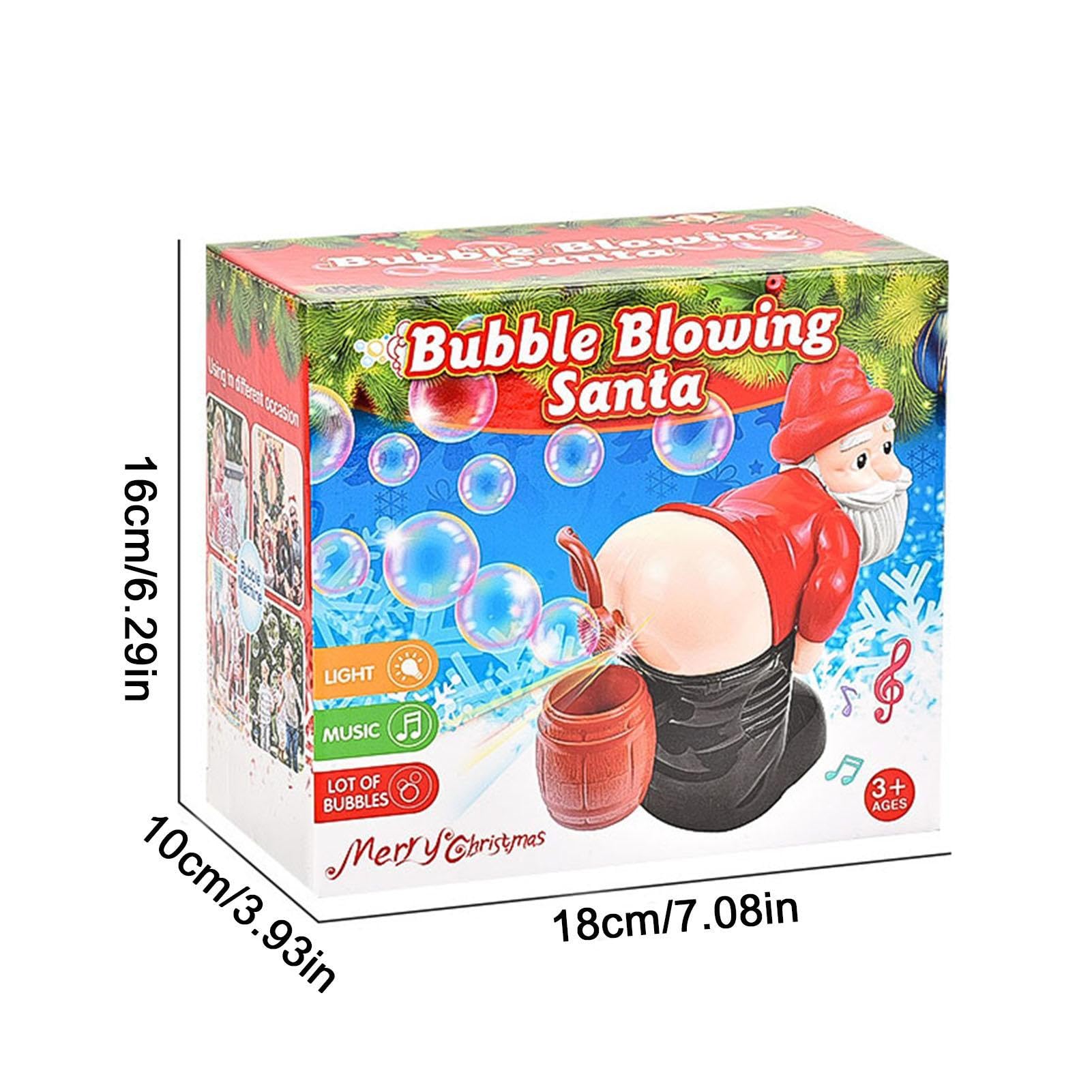 Santa Fart Bubble Blower Machine - Automatic Bubble Maker with LED Lights & Music, Fun Christmas Toy Gift for Kids & Adults - Perfect for Parties, Holidays & Outdoor Play