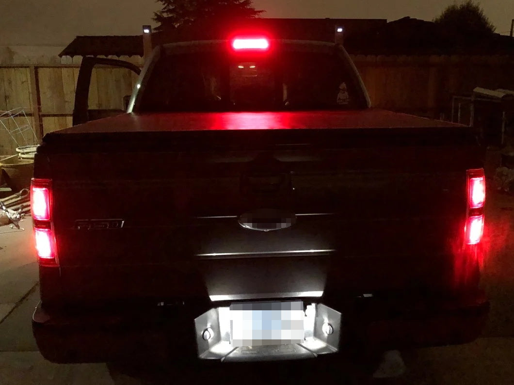 Dark Red Double C Ring Full LED High Mount 3rd Brake Light Compatible with Ford F150 2009-2014 Models - Enhanced Visibility & Safety for Pickup Trucks