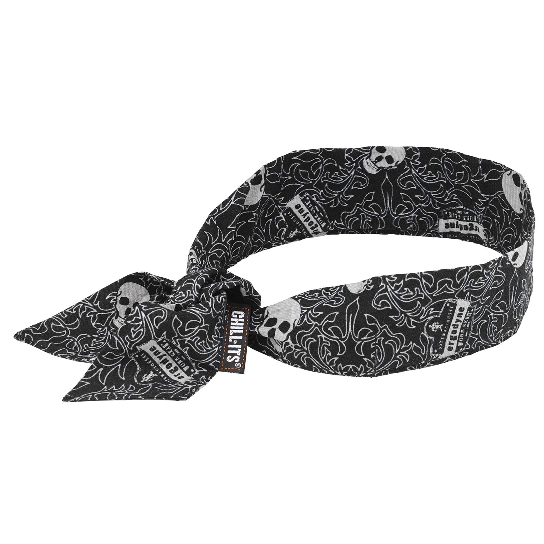 Ergodyne Chill Its 6700 Cooling Bandana - Lime Green Skull Pattern | Evaporative Polymer Crystals for Instant Cooling Relief | Adjustable Tie Fit | Perfect for Outdoor Work, Sports & Hot Weather Activities
