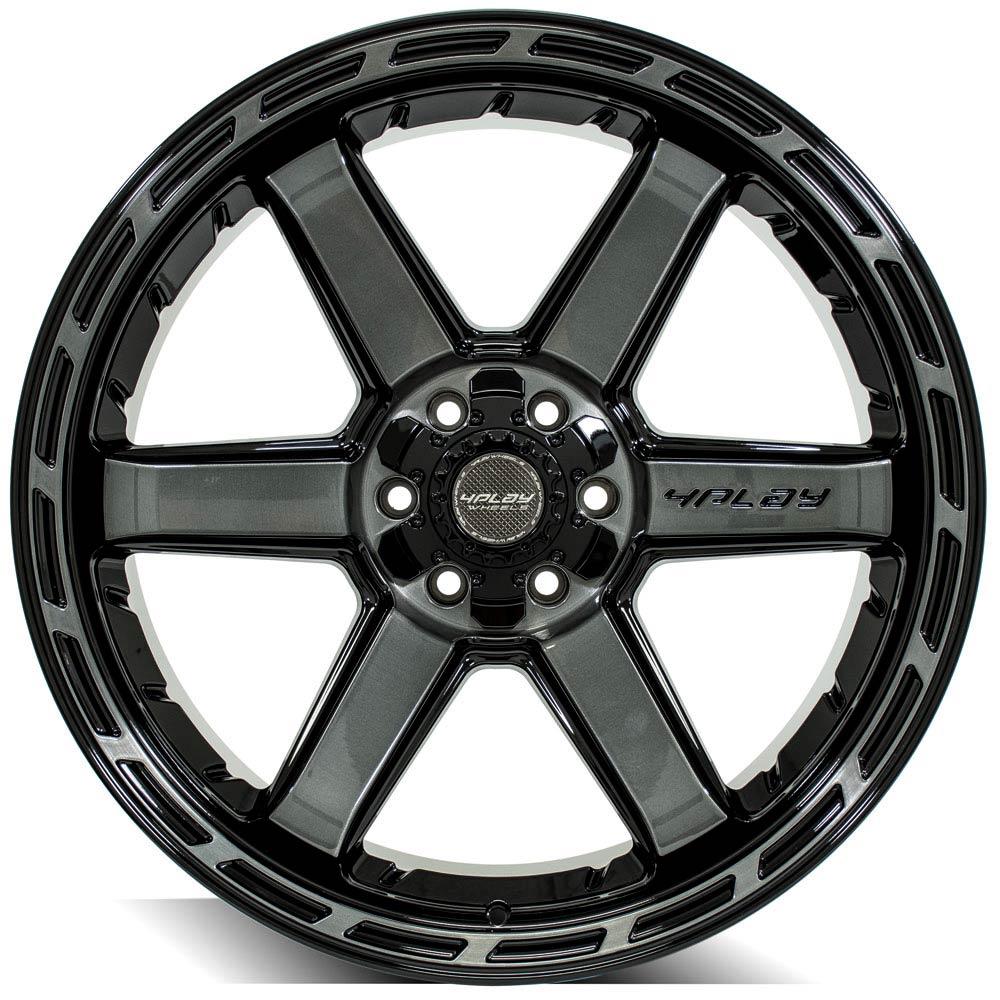 4Play Gen3 4P63 Gloss Black Wheels 22x12.0 with Brushed Face & Tinted Clear - 6x139.7/6x135mm Bolt Pattern, 44mm Offset, 106.1mm Hub - Perfect for Off-Road Trucks and SUVs