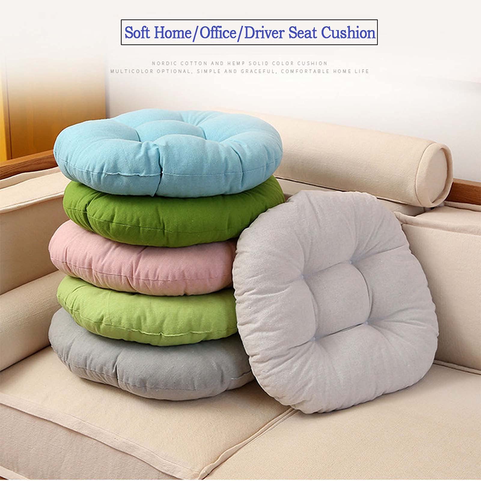 4-Piece Chair Cushion Set with Straps - Thick Round Cotton Seat Cushions for Dining Chairs, Home Office & Outdoor Use - Comfortable Support for Kitchen, Patio, and Workspace Seating