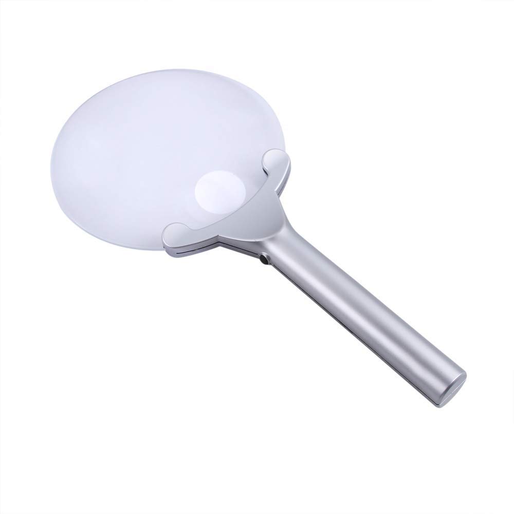 QHYXT 2X 6X 130mm Handheld Magnifying Glass with LED Lights - Illuminated Reading Magnifier for Books, Jewelry, Stamps & Hobby Inspection | Portable Lighted Loupe Tool for Seniors & Crafts