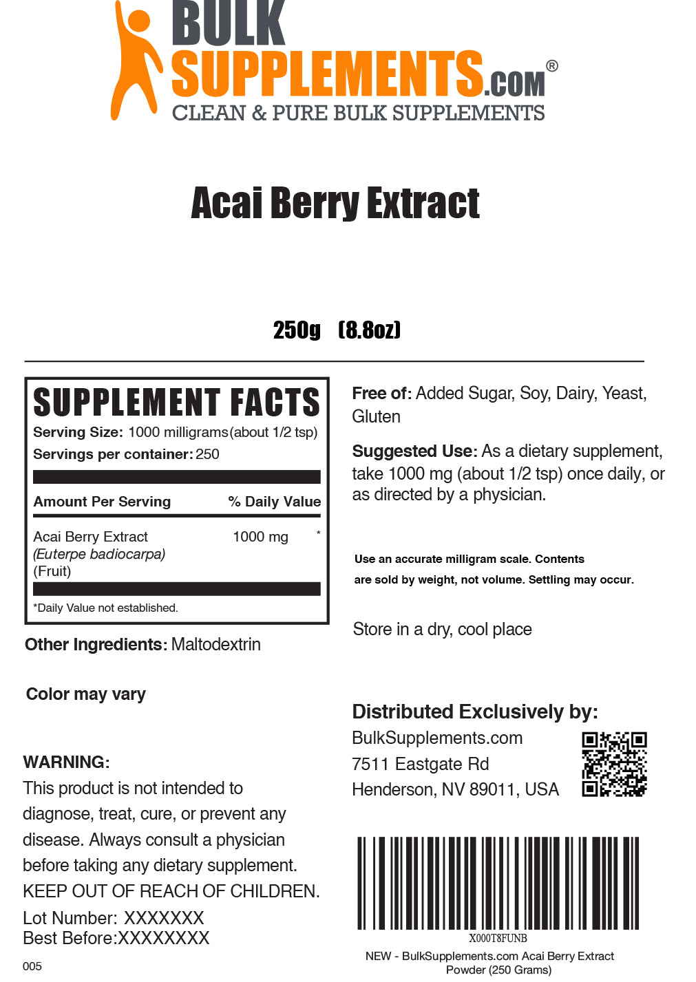 Organic Acai Berry Extract Powder - 100% Pure, Freeze-Dried Superfood for Smoothies, Energy Boosting & Antioxidant Support - Perfect for Smoothies, Juices, and Healthy Recipes
