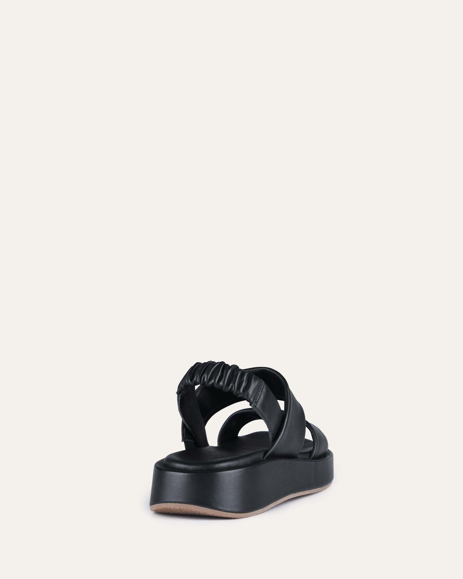 Dana Black Leather Flat Sandals for Women - Comfortable Casual Summer Shoes for Beach, Walking, and Outdoor Activities