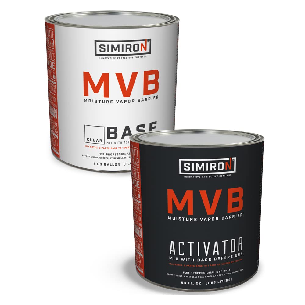 1.5 Gallon Moisture Vapor Barrier Epoxy Primer Kit - 100% Solids Clear Finish - Ideal for Concrete Floors, Basements & Garage Coatings