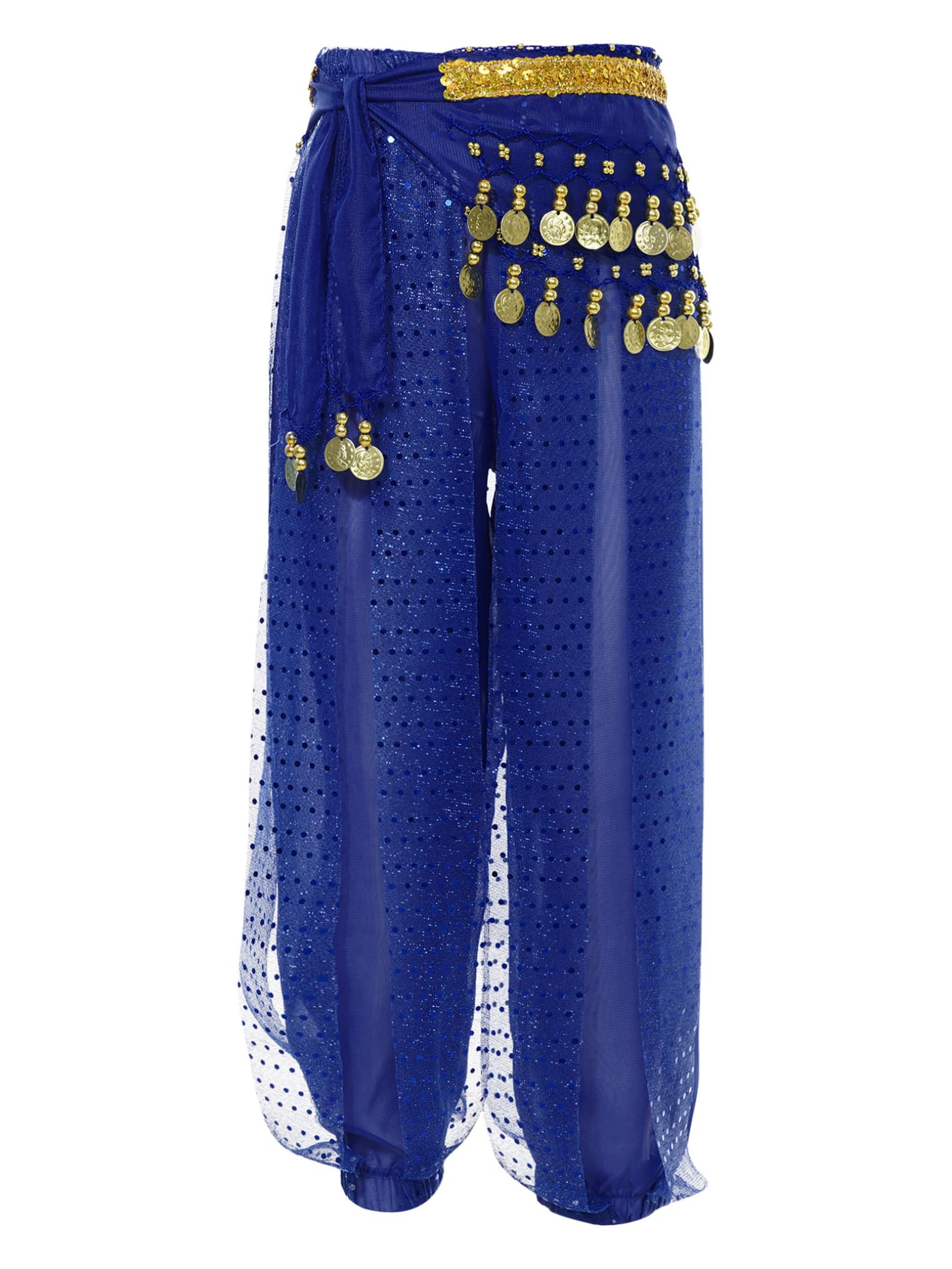Freebily Girls' Belly Dance Harem Pants - Tribal Arabic Yoga Trousers for Kids, Pilates & Hippie Dance with Hip Scarf - Perfect for Dance Classes, Yoga Practice & Boho Fashion Outfits