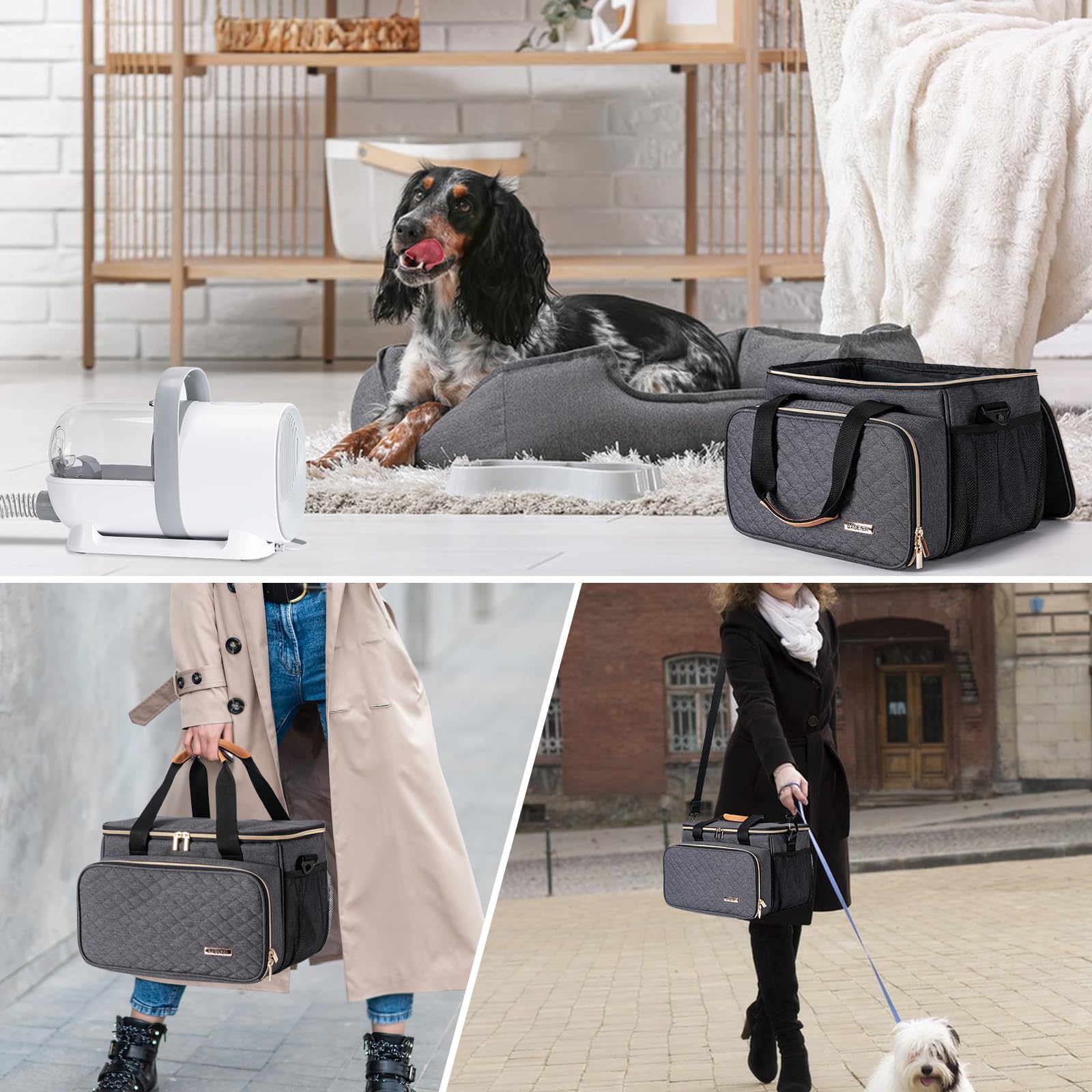 Premium Dog Grooming Vacuum Bag - Pet Hair Collection Kit for Vacuum Grooming Tools | Grey | Perfect for Home, Salon & Professional Pet Grooming Sessions