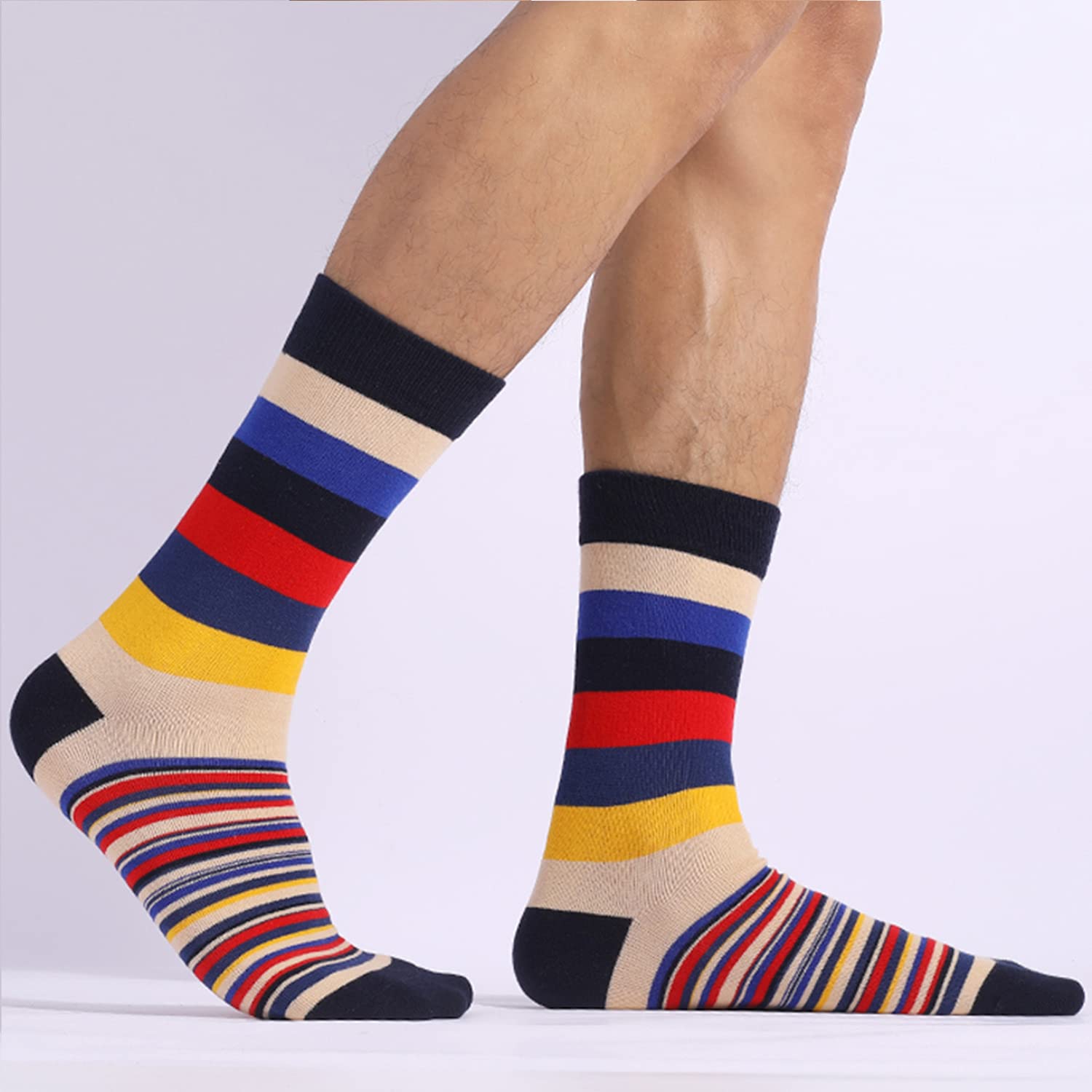 **DRASEX Men's Dress Socks - Funky Colorful Crew Socks for Work & Casual Wear - Soft Cotton Patterned Socks for Office, Party & Everyday Use**