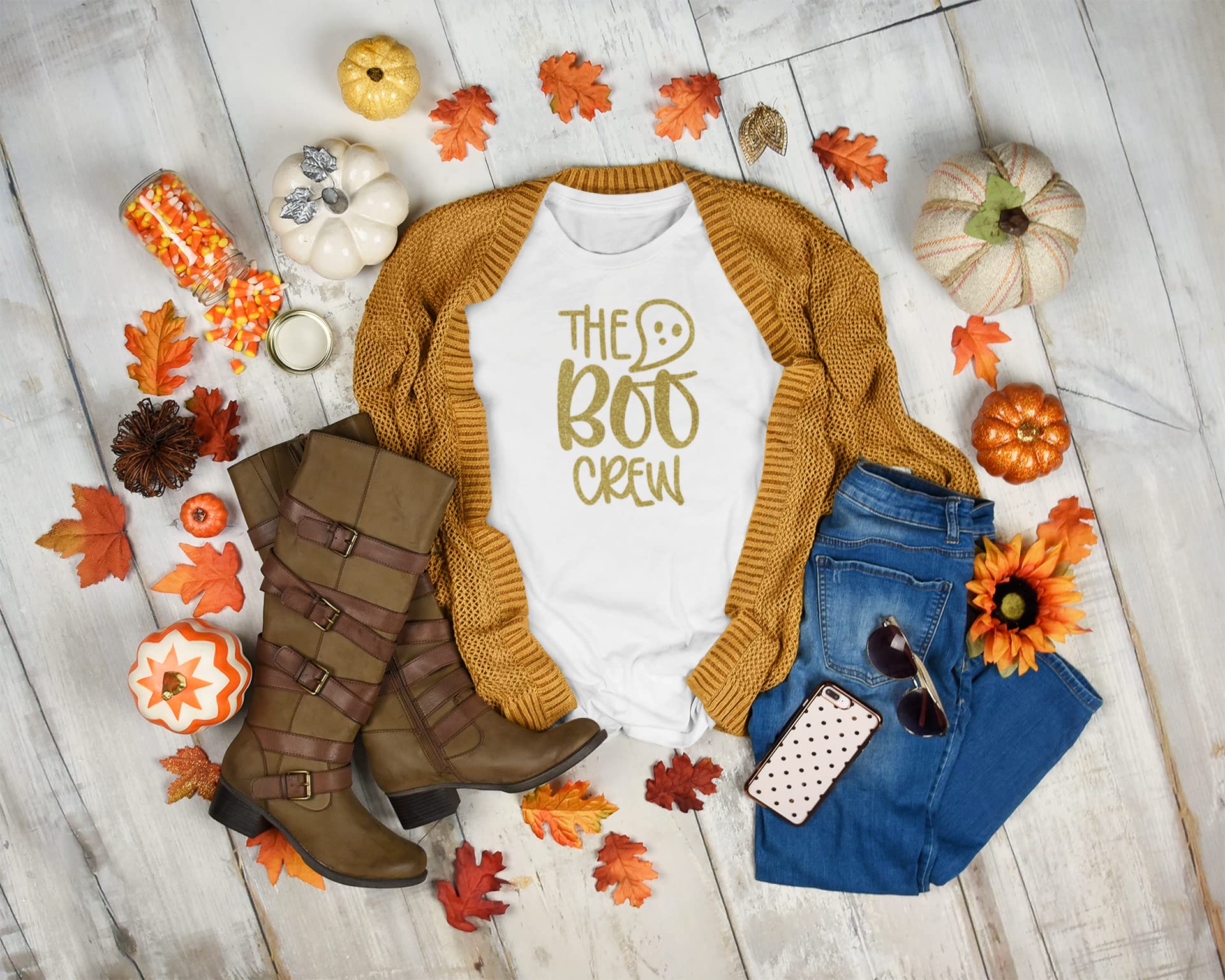 Boo Crew Halloween Iron On Decal - DIY T-Shirt Transfer Vinyl Applique for Clothing Patches & Stickers | Fast 5-Minute Application (Orange) | Perfect for Costume Parties, School Events & DIY Craft Projects