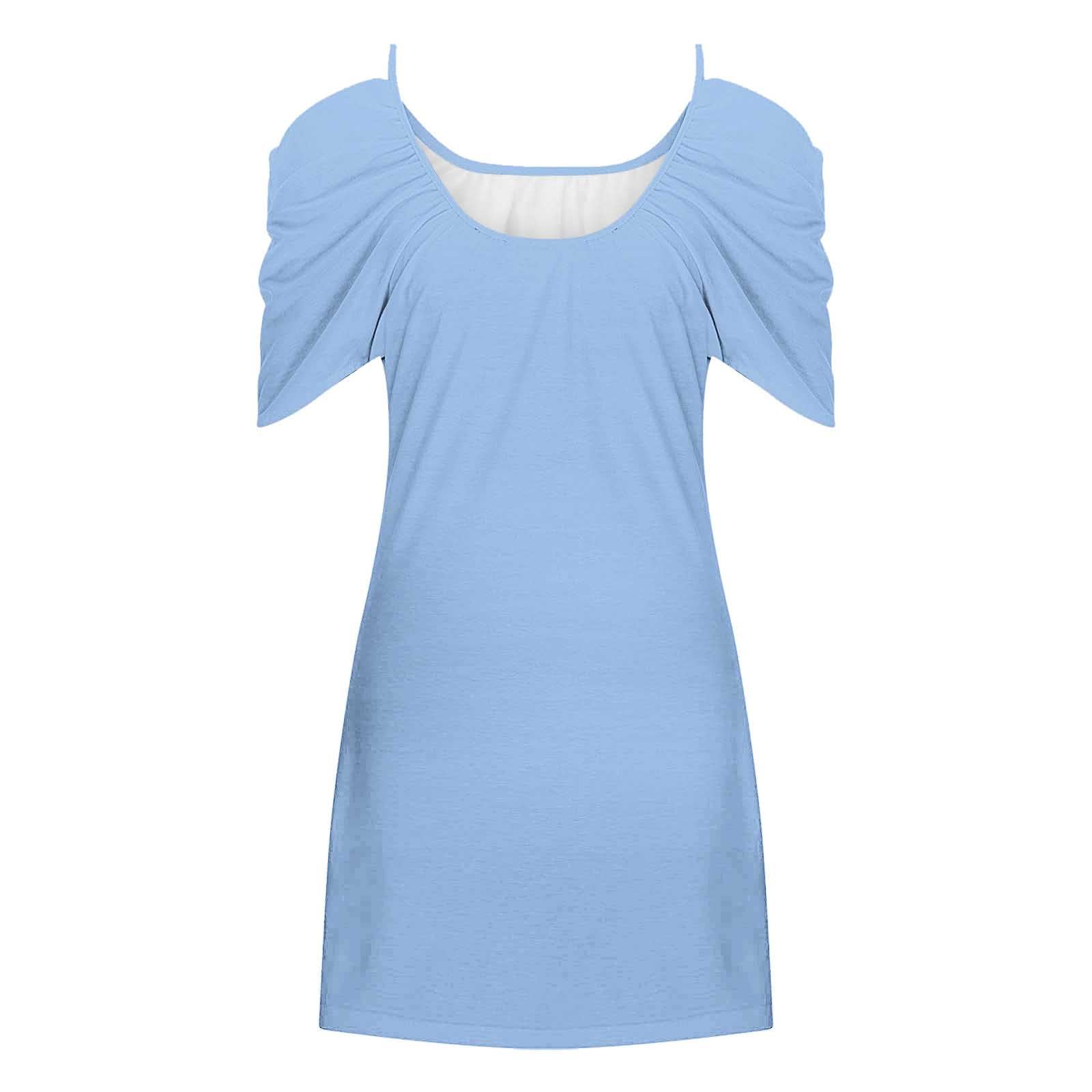 NaRHbrg Women's Plus Size Cold Shoulder Flowy T-Shirt Dress - Summer Swing Sundress with Short Sleeves for Beach, Vacation & Casual Wear | Trendy Loose Fit Dress for Outdoor Activities, Date Nights & Weekend Outings