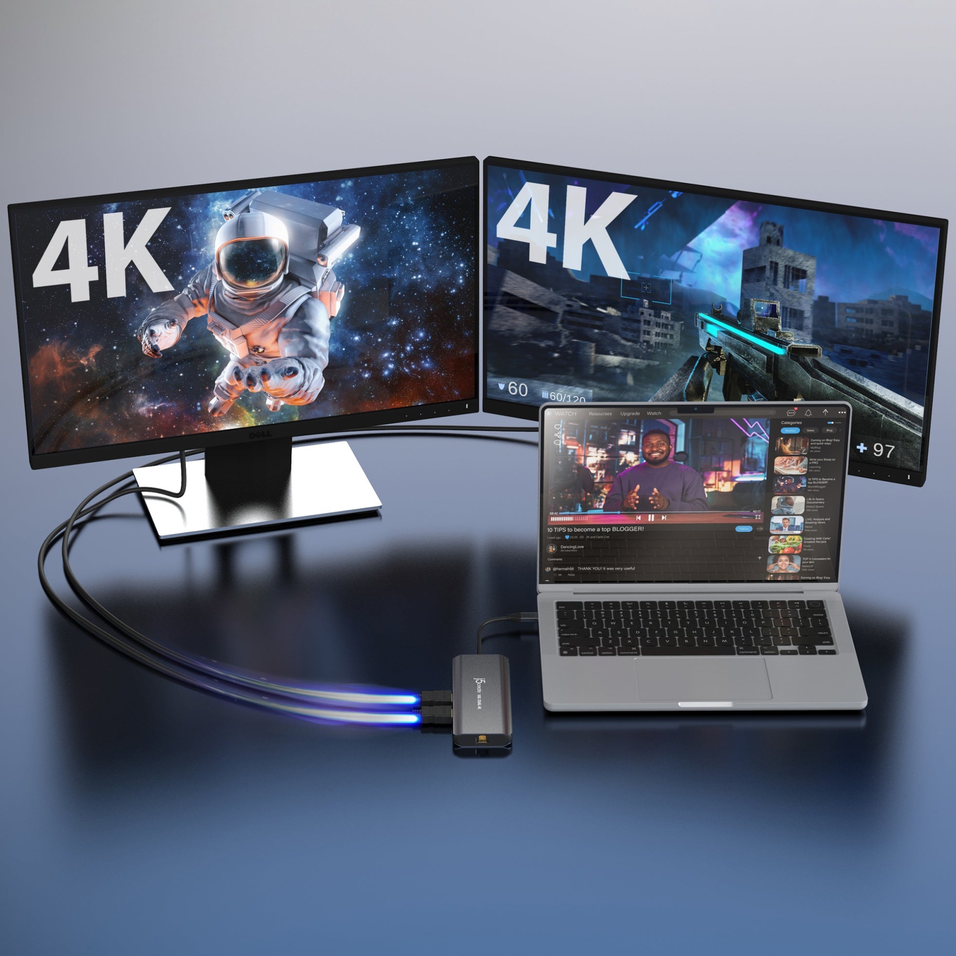 USB C Hub with Dual 4K HDMI, 10Gbps Data Transfer, Mini Docking Station - Perfect for MacBook Pro, Surface Pro & Multi-Monitor Work Setup