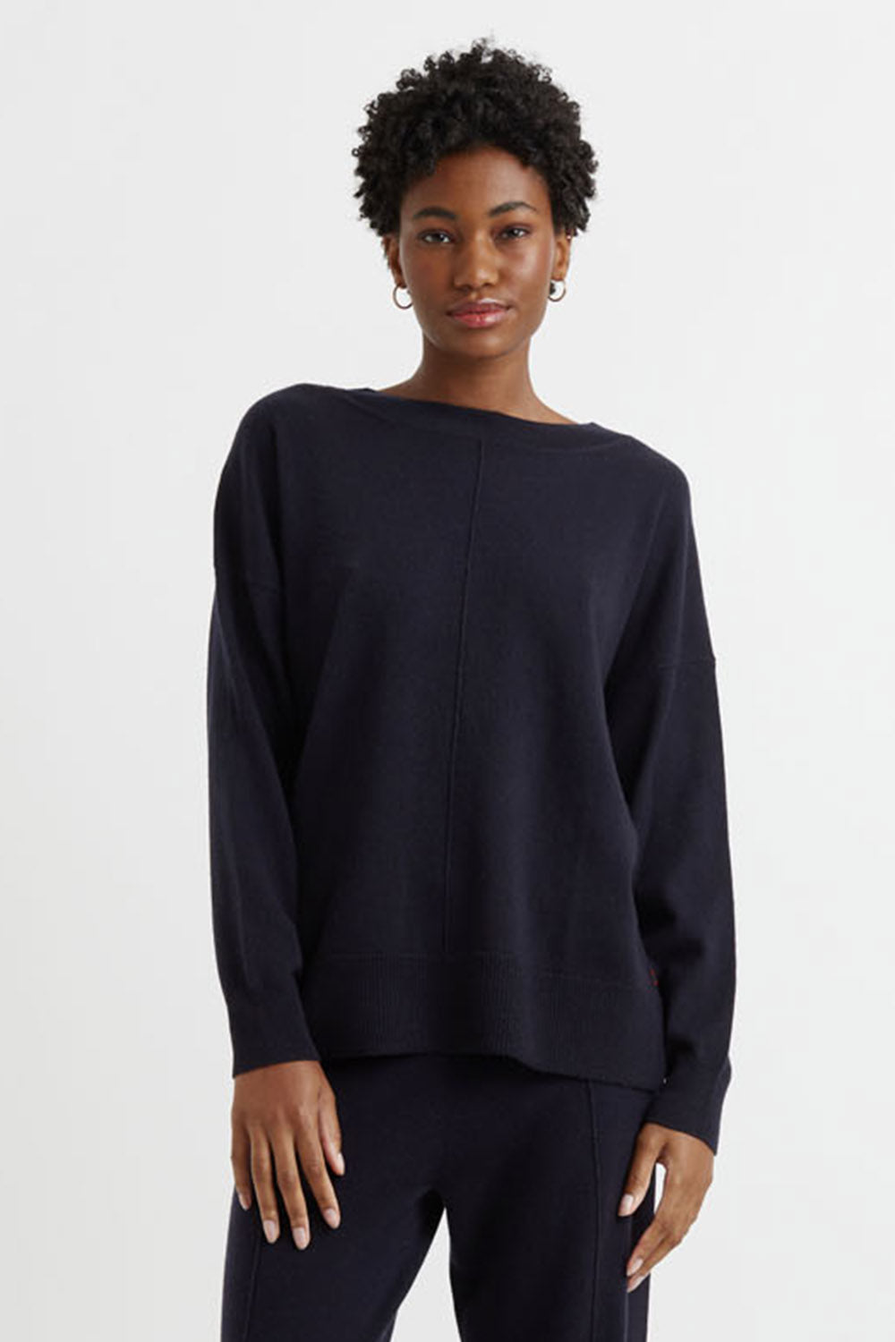 Navy Wool Cashmere Slouchy Sweater for Women - Soft & Cozy Oversized Pullover - Perfect for Fall & Winter Layering, Casual Outfits & Cold Weather Fashion