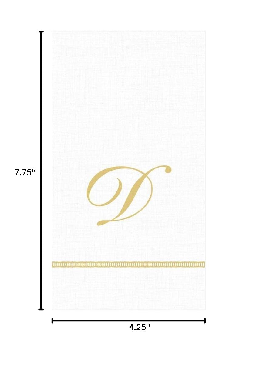 Caspari Hemstitch Script Paper Guest Towels - Letter D, 60 Count | Elegant Party Napkins for Weddings, Showers & Formal Dining