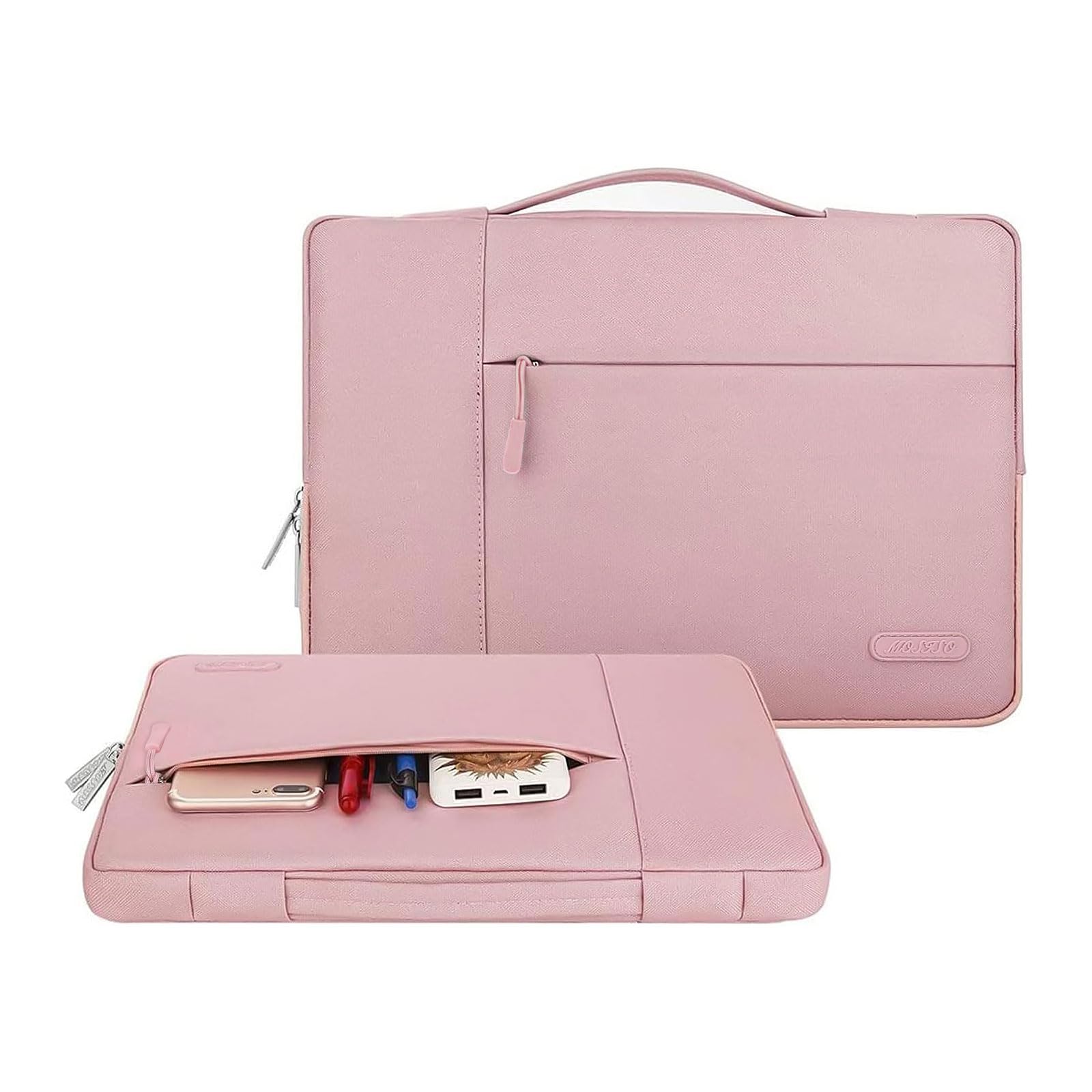 MOSISO 12.3 Inch Laptop Sleeve with Handle - Protective Case Compatible with MacBook Air 11, Acer, HP, Dell, Lenovo, Samsung, ASUS & Surface Pro - Durable Polyester Computer Bag for Work, School & Travel (Pink)