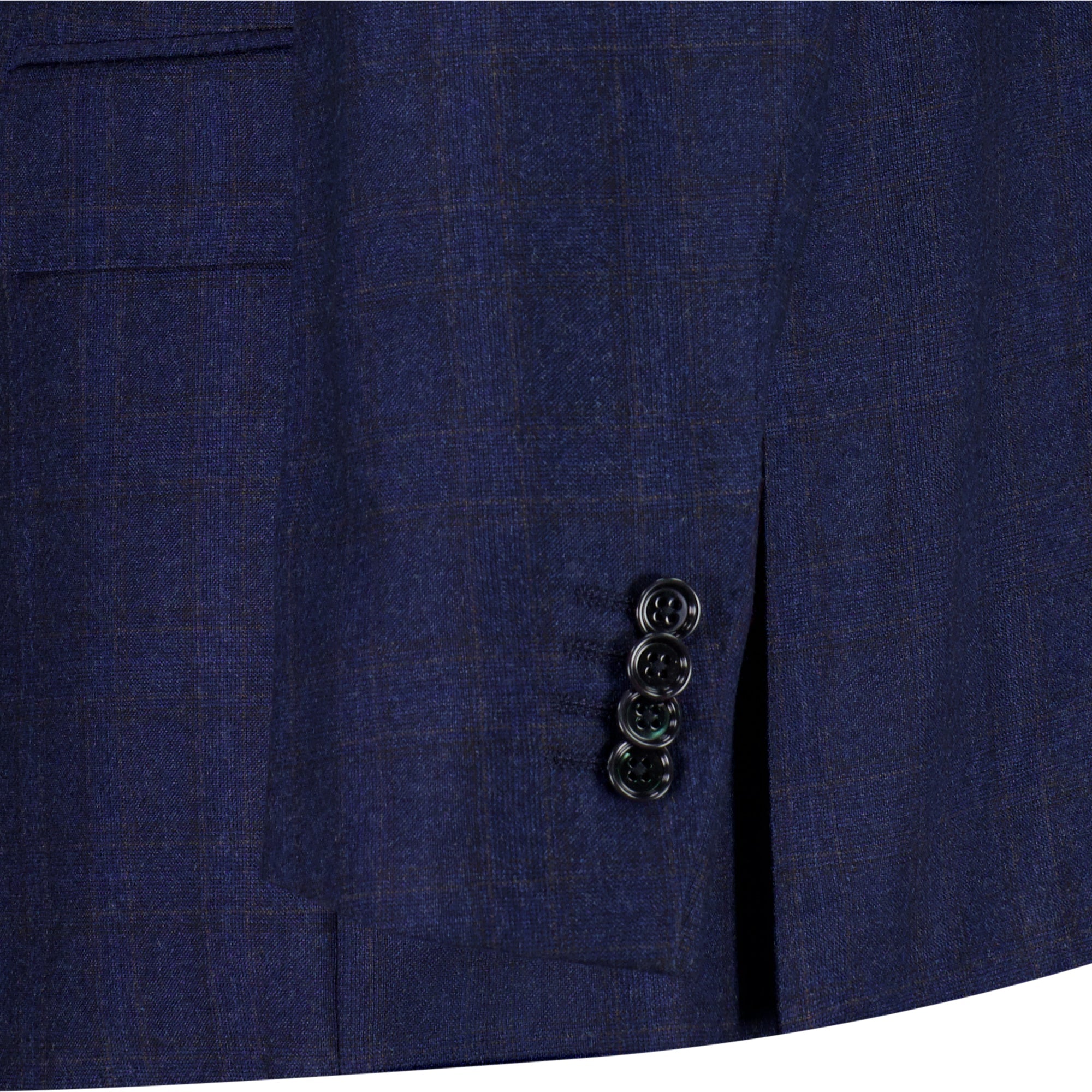 HENRY SARTORIAL Men's Navy Blue Check Wool Suit - Classic Business Formal Attire for Office, Weddings & Special Occasions