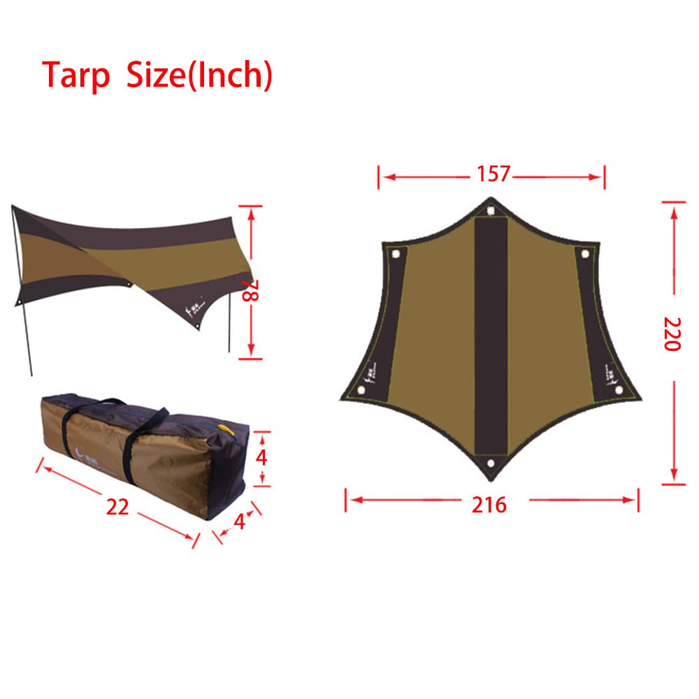 5-8 Person Waterproof Camping Tent Tarp with Iron Poles - UV Protection Sun Shelter for Outdoor, Beach, Picnic & Hiking | Portable Canopy for Camping, Fishing & Backyard Use (Yellow)