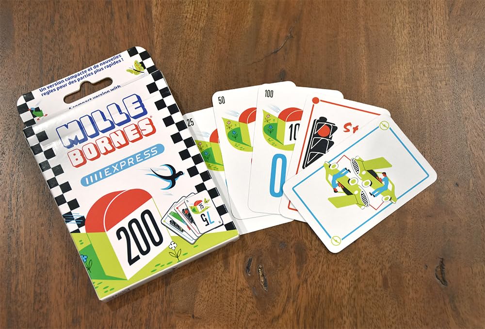 Dujardin Mille Bornes Express Card Game - Bilingual English/French - Fun Family Racing Board Game for Kids & Adults - Perfect for Parties, Travel & Game Nights