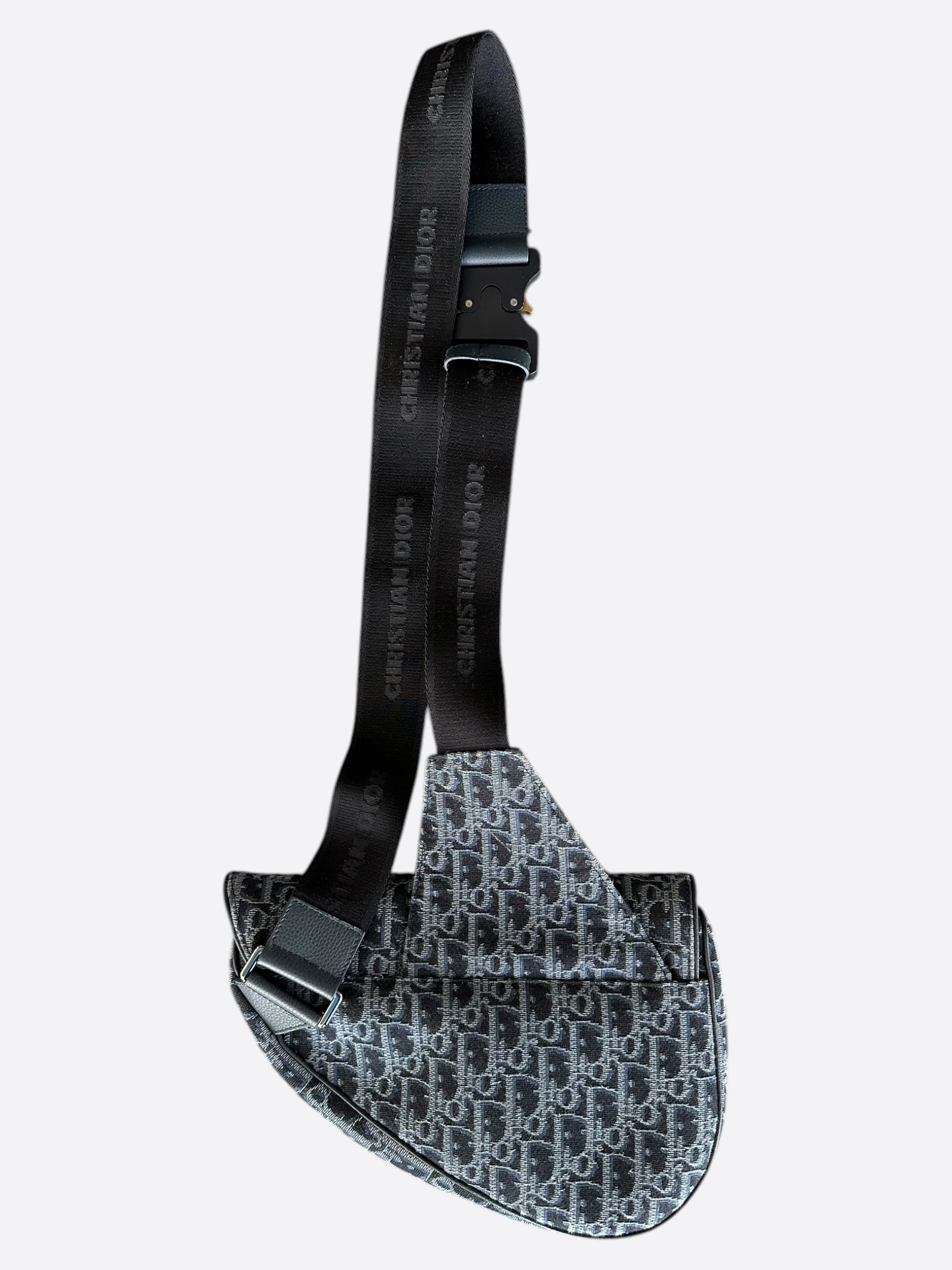 Dior Black & Blue Oblique Saddle Bag - Luxury Designer Crossbody Purse for Women | Perfect for Date Night, Parties & Everyday Use