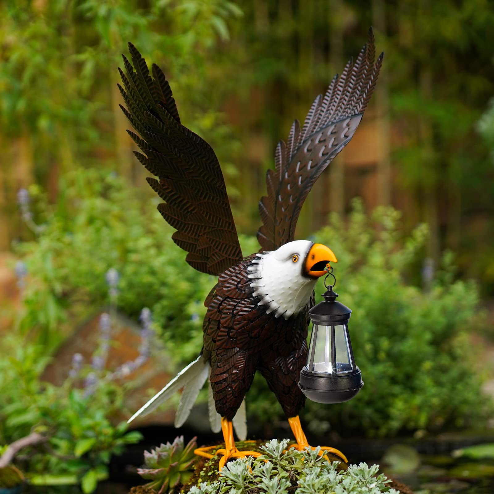 Nacome Large Metal Bald Eagle Outdoor Statue - American Eagle Yard Decor, Garden Sculpture & Patriotic Gift for Lawn, Patio, and Outdoor Decorations