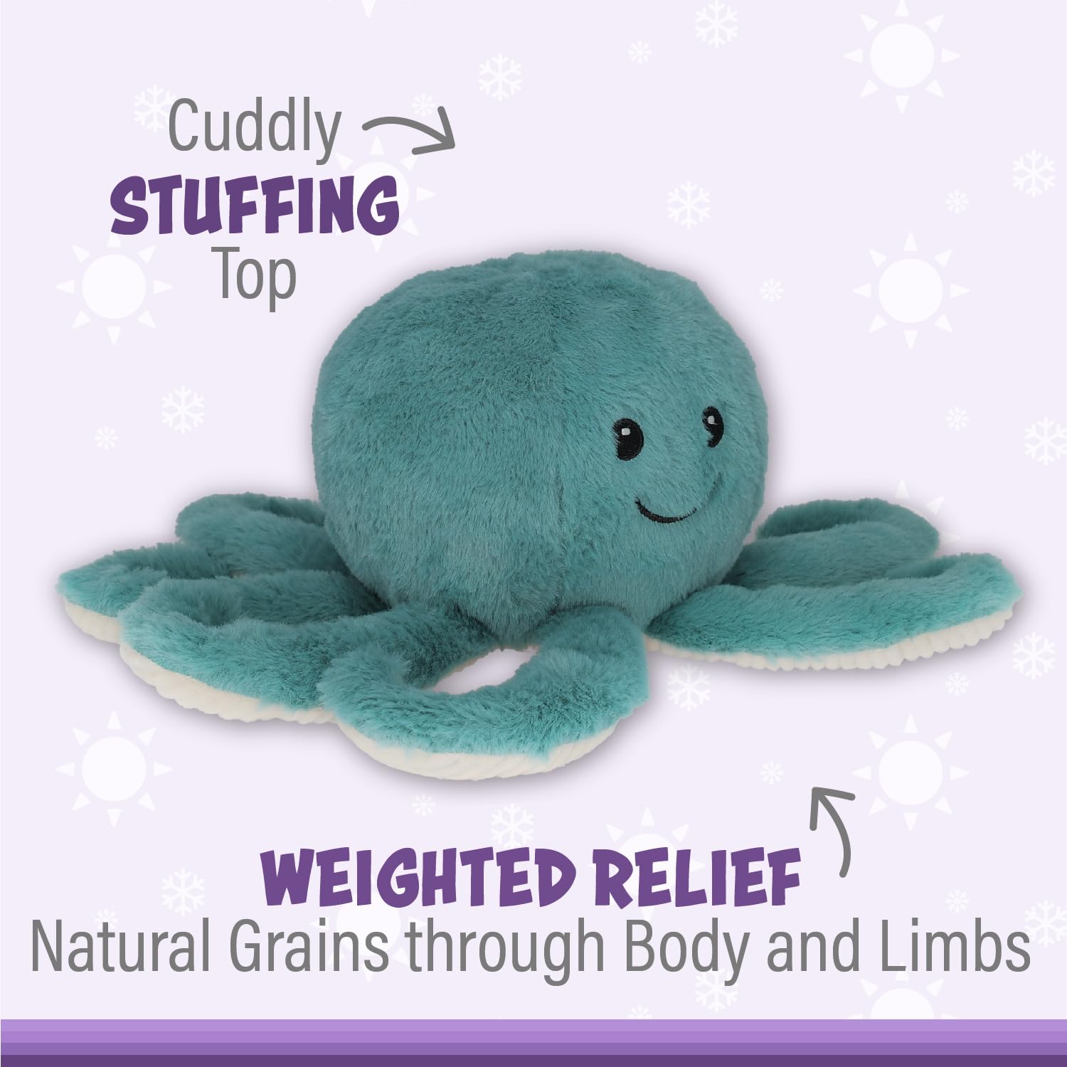 1i4 Group Warm Pals Octopus - Lavender Scented Plush Stuffed Animal Toy | Microwaveable & Coolable for Stress Relief | Perfect for Bedtime Comfort, Anxiety Relief & Kids Sleep Aid