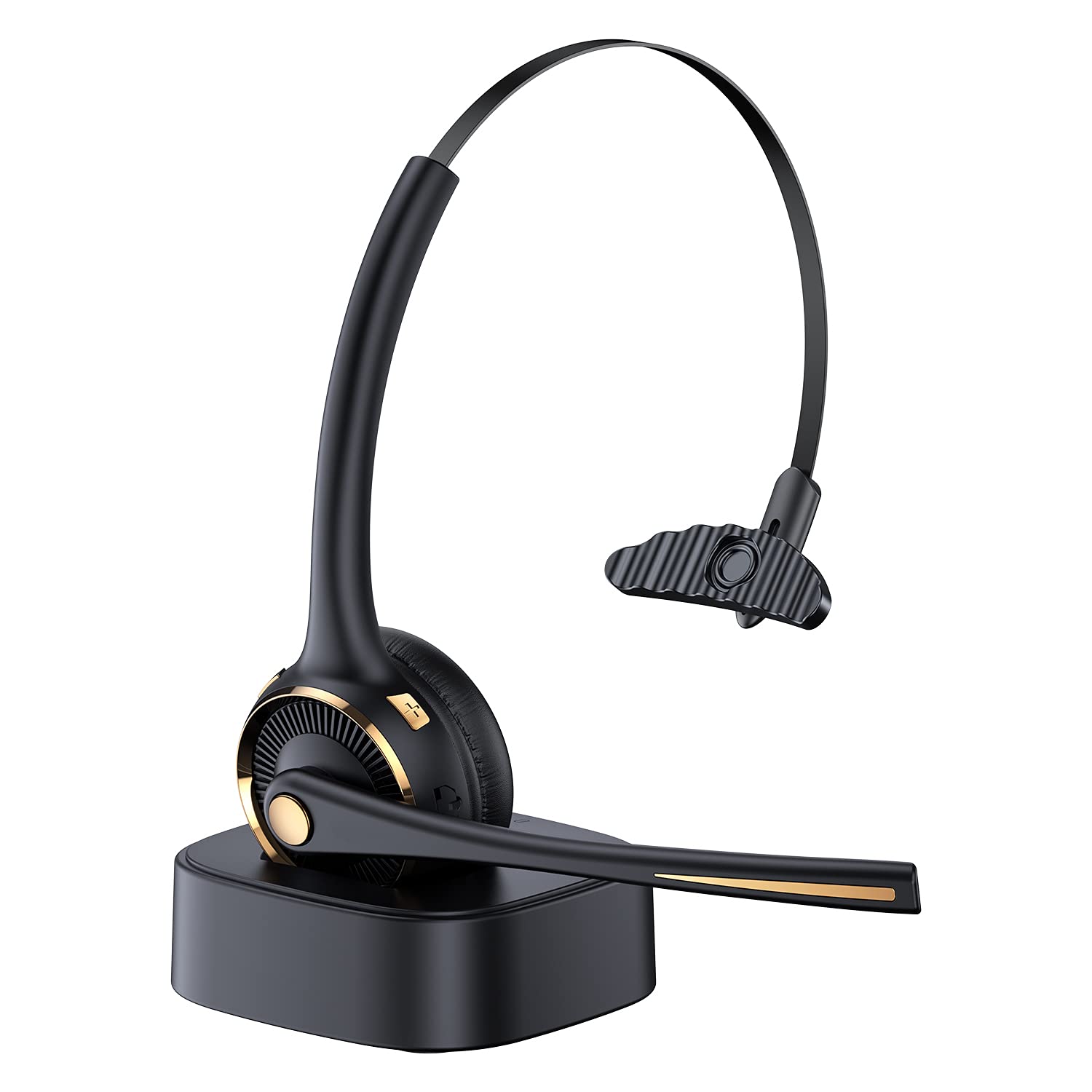 Upgraded Bluetooth Headset with Microphone - Wireless Trucker Headset with Advanced Adapter & Charging Base, Bluetooth 5.0 or USB Wired Connection for Computer, Home Office, Truck Drivers, Call Centers & Mobile Phones - Perfect for Long Work Shifts, Online Meetings & Hands-Free Calling