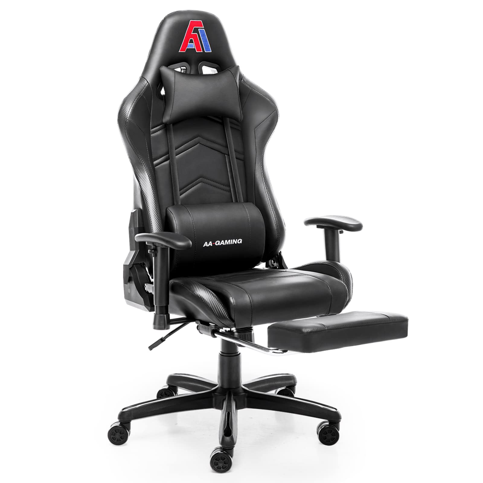 Ergonomic Gaming Chair with High Back, Lumbar Support & Footrest - Adjustable Racing Style Computer Chair for Office & Home Gaming Setup - Black - Perfect for PC Gamers, Streamers & Esports Enthusiasts