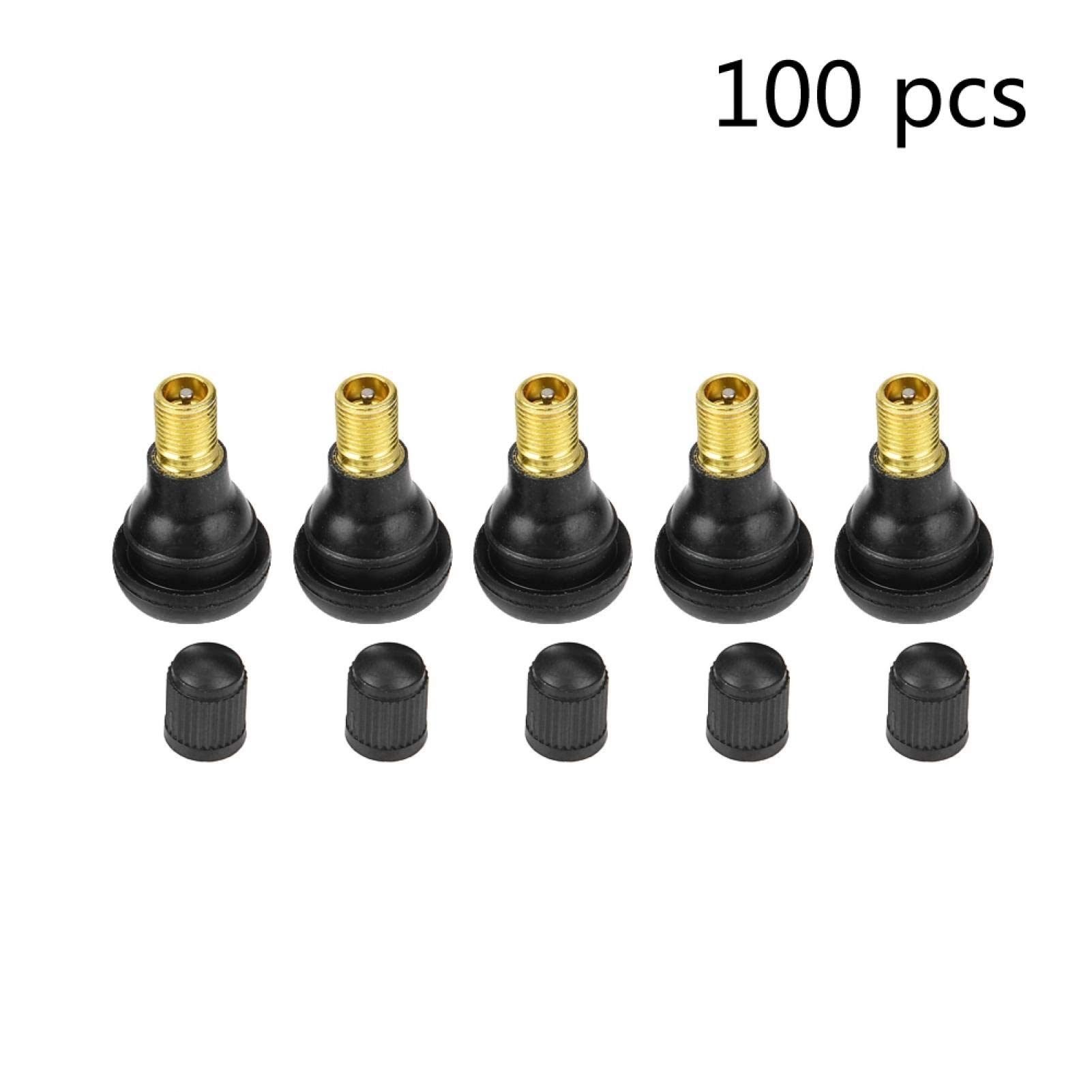 Qiilu 100pcs Universal Snap-in Tire Valve Stems TR412 - Replacement Valve Cores for Car, Motorcycle, Truck & ATV Tires - Perfect for Tire Repair, Maintenance & Air Pressure Checks