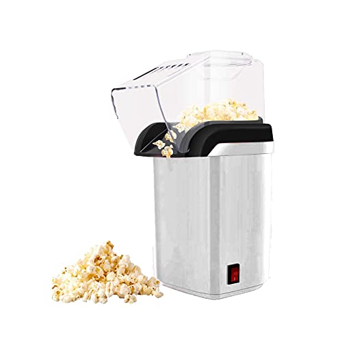 Electric Hot Air Popcorn Maker - Fast & Healthy Mini Popcorn Popper Machine, No Oil Needed with Measuring Spoon - Perfect for Movie Nights, Parties & Gifts (White)