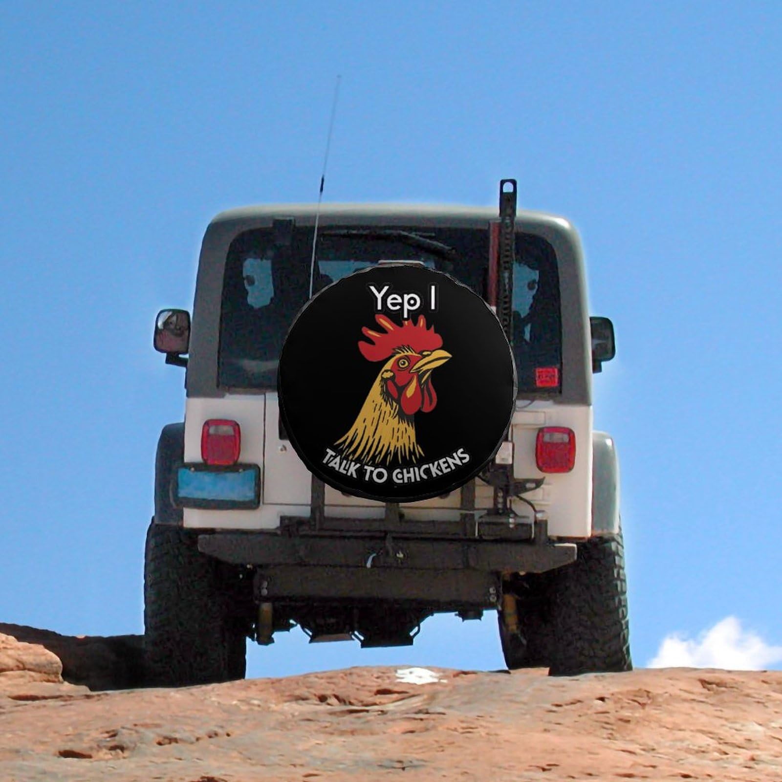Funny Chicken Talking Spare Tire Cover - Universal Fit for 24-36 Inch Wheels - Durable Wheel Protector for RV, Jeep & Travel Adventures