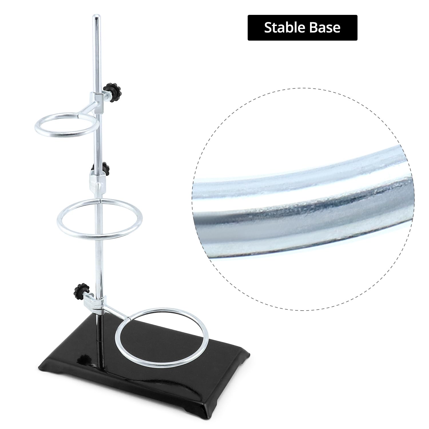 QWORK 2-Pack Laboratory Grade Metalware Set - Lab Support Stand with Iron Clamp, Flask Clamp & Condenser Stand for Chemistry Experiments, Science Labs & Classroom Use