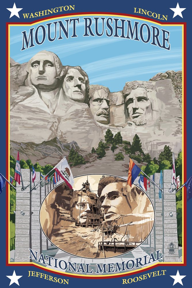 Mount Rushmore National Memorial South Dakota - 12x18 Wall Art Poster for Home & Office Decor | Perfect for Living Room, Bedroom, or Classroom