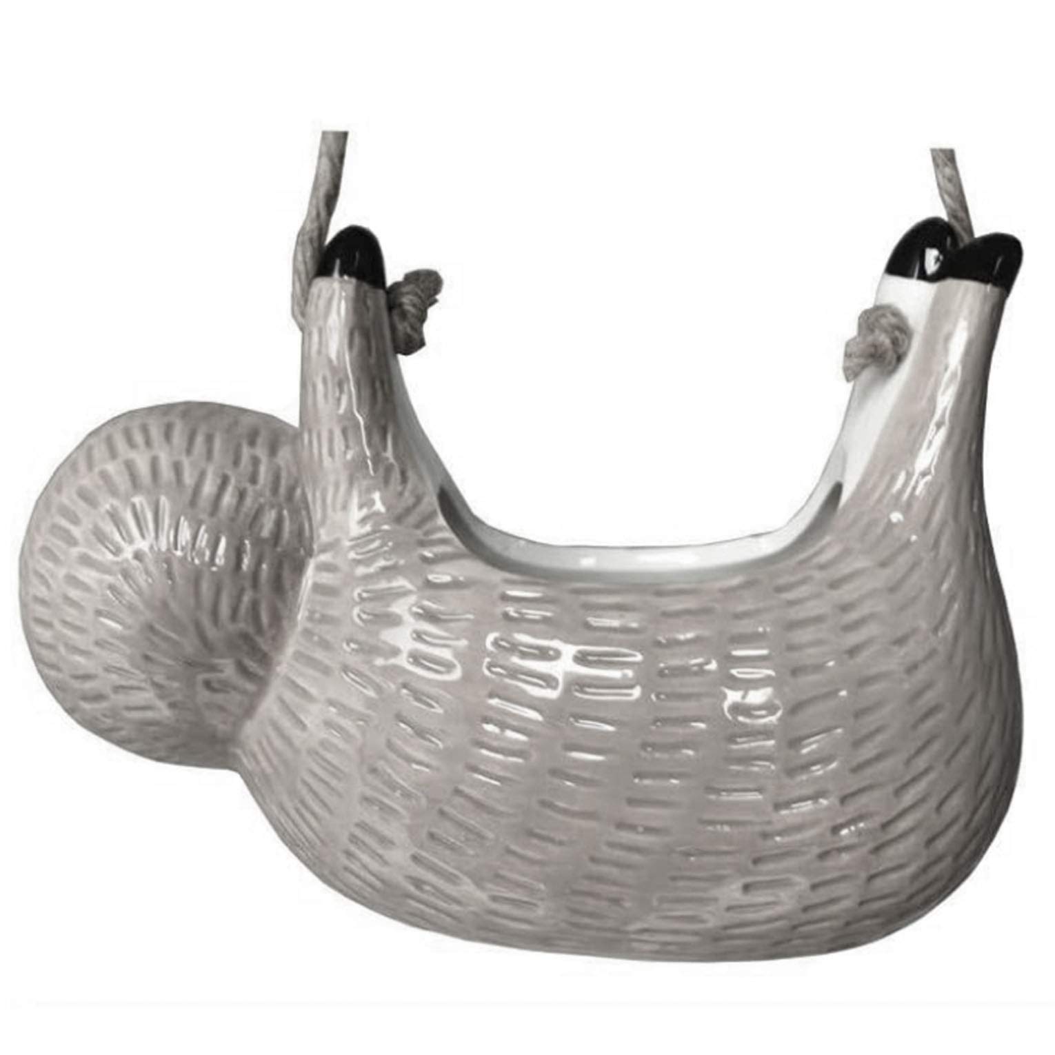 SilverFever Sloth Hanging Planter - Ceramic Succulent & Flower Pot for Indoor/Outdoor Plants - Grey Large Animal Planter for Home Decor, Garden & Patio