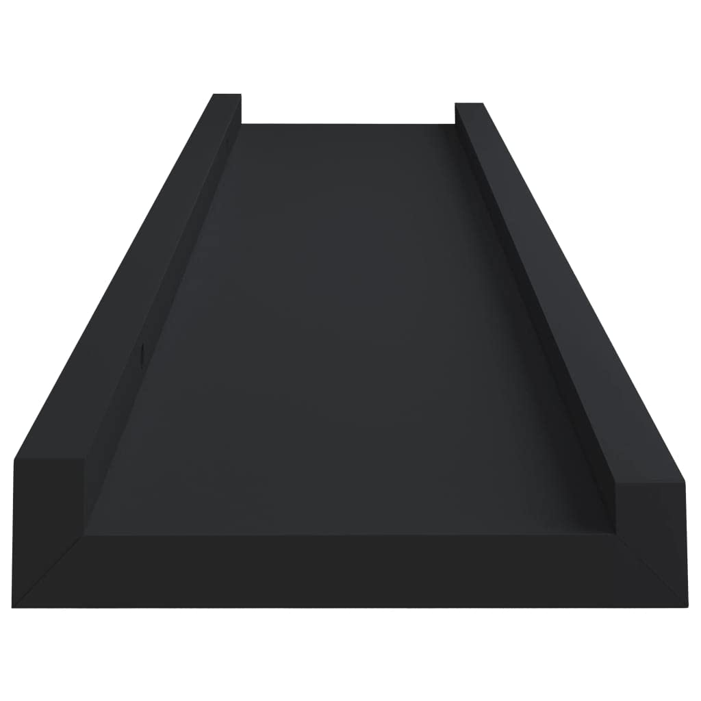 Floating Shelf Wall Mount - 2 Pack Black MDF Shelves 15.7x3.5x1.2 Inches - Modern Storage Shelves for Bedroom, Living Room, Bathroom, Kitchen & Office - Perfect for Displaying Books, Photos, Decor & Essentials