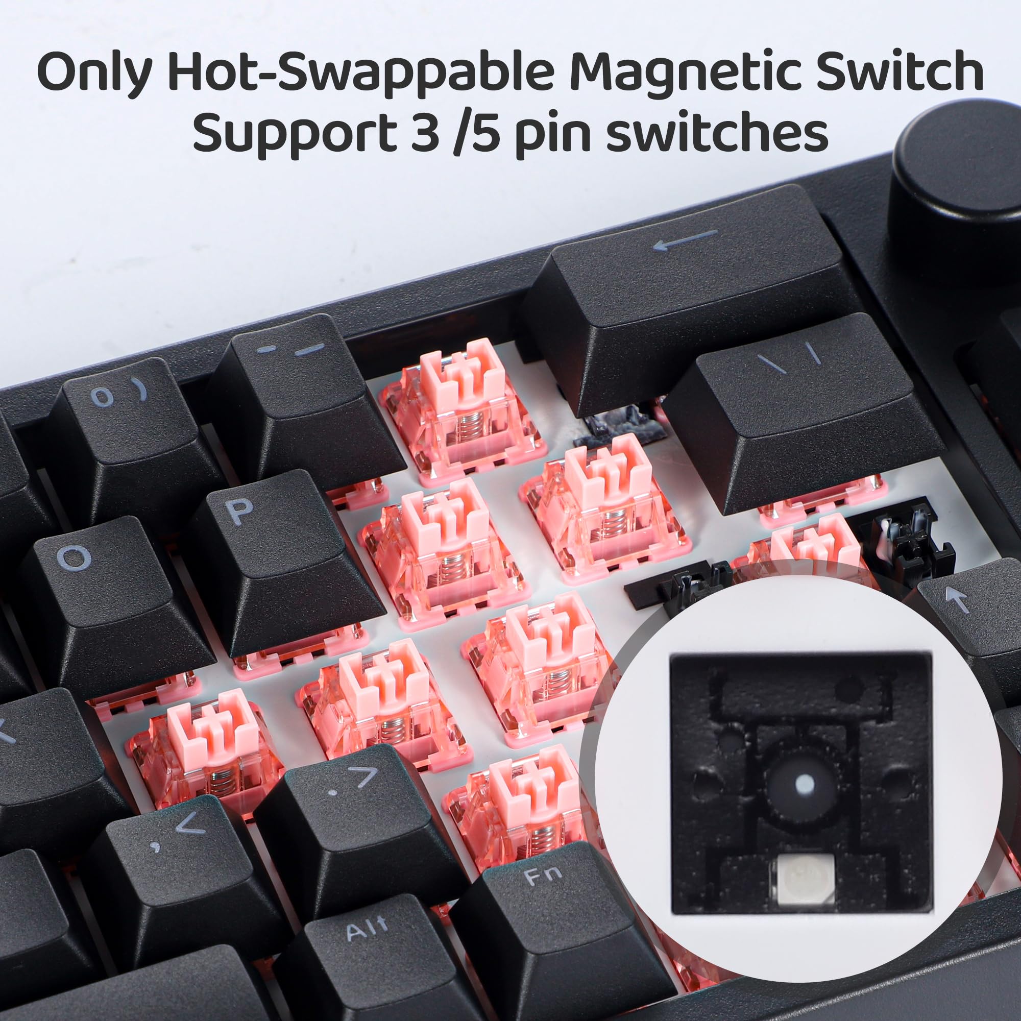 BOYI 66Pro Magnetic Switch 65% Mechanical Gaming Keyboard - Hall Effect, Gasket-Mounted, RGB Backlit, Hot-Swappable, Rapid Trigger, Adjustable Actuation - Wired Compact Keyboard with Volume Knob (Black) for PC, Mac, PS5, Xbox & Esports Gaming