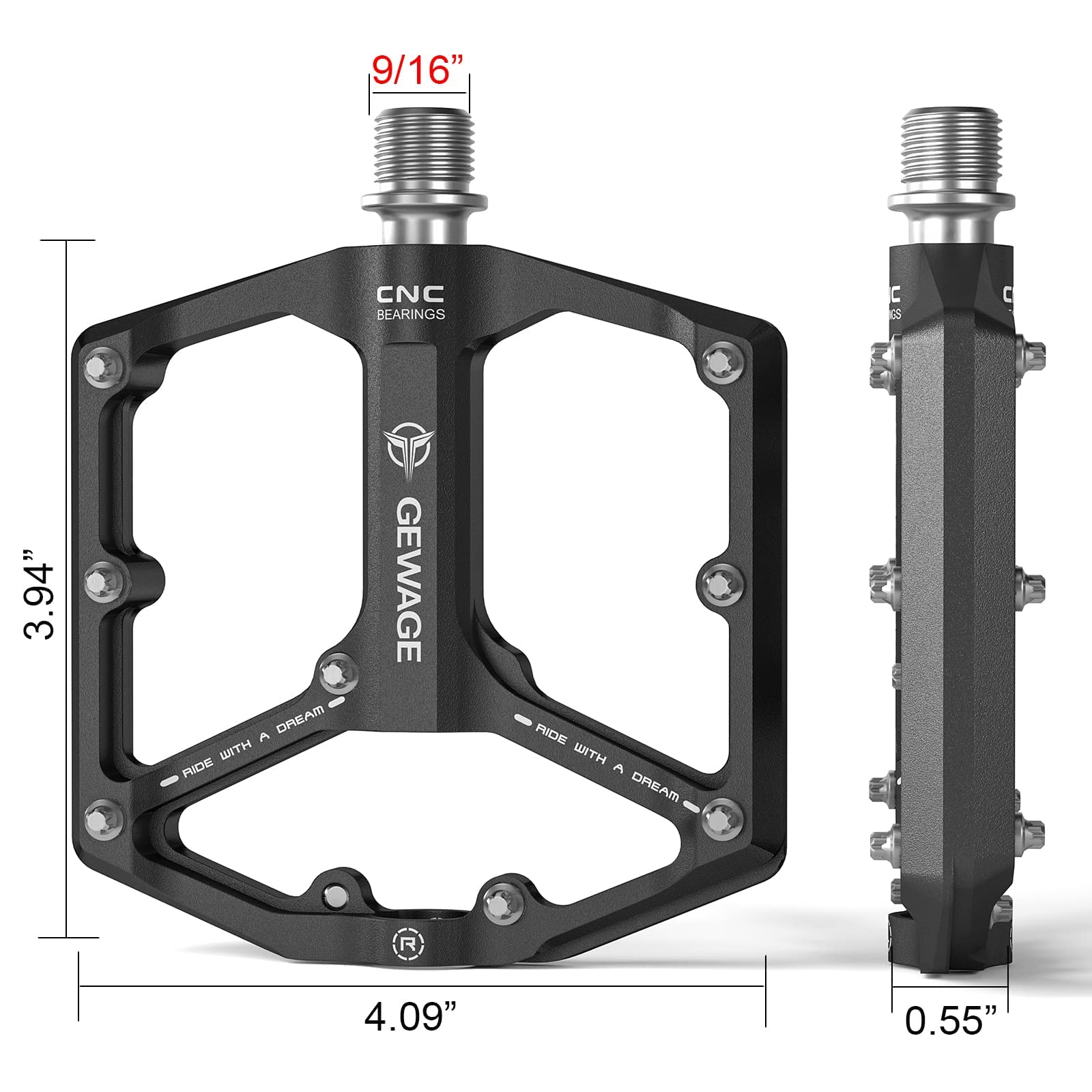GEWAGE Road/Mountain Bike Pedals - CNC Machined 9/16